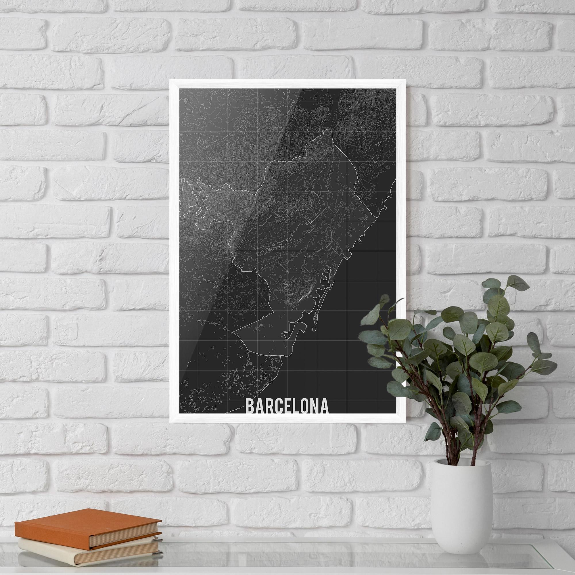 Poster Înrămat Barcelona Grey Map mockup 5