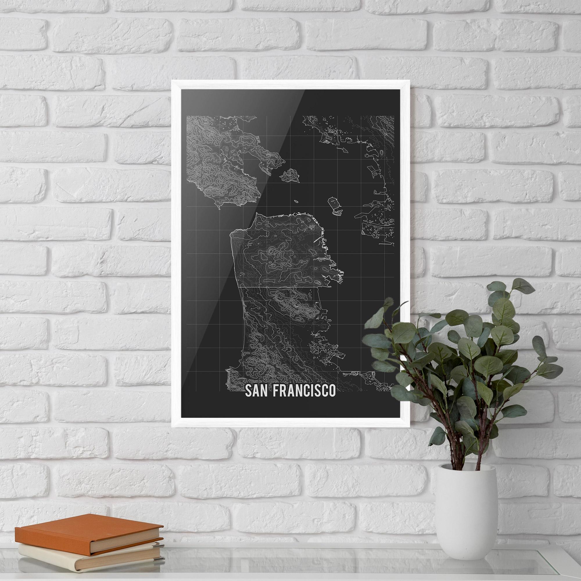 Poster Înrămat San Francisco Grey Map mockup 5