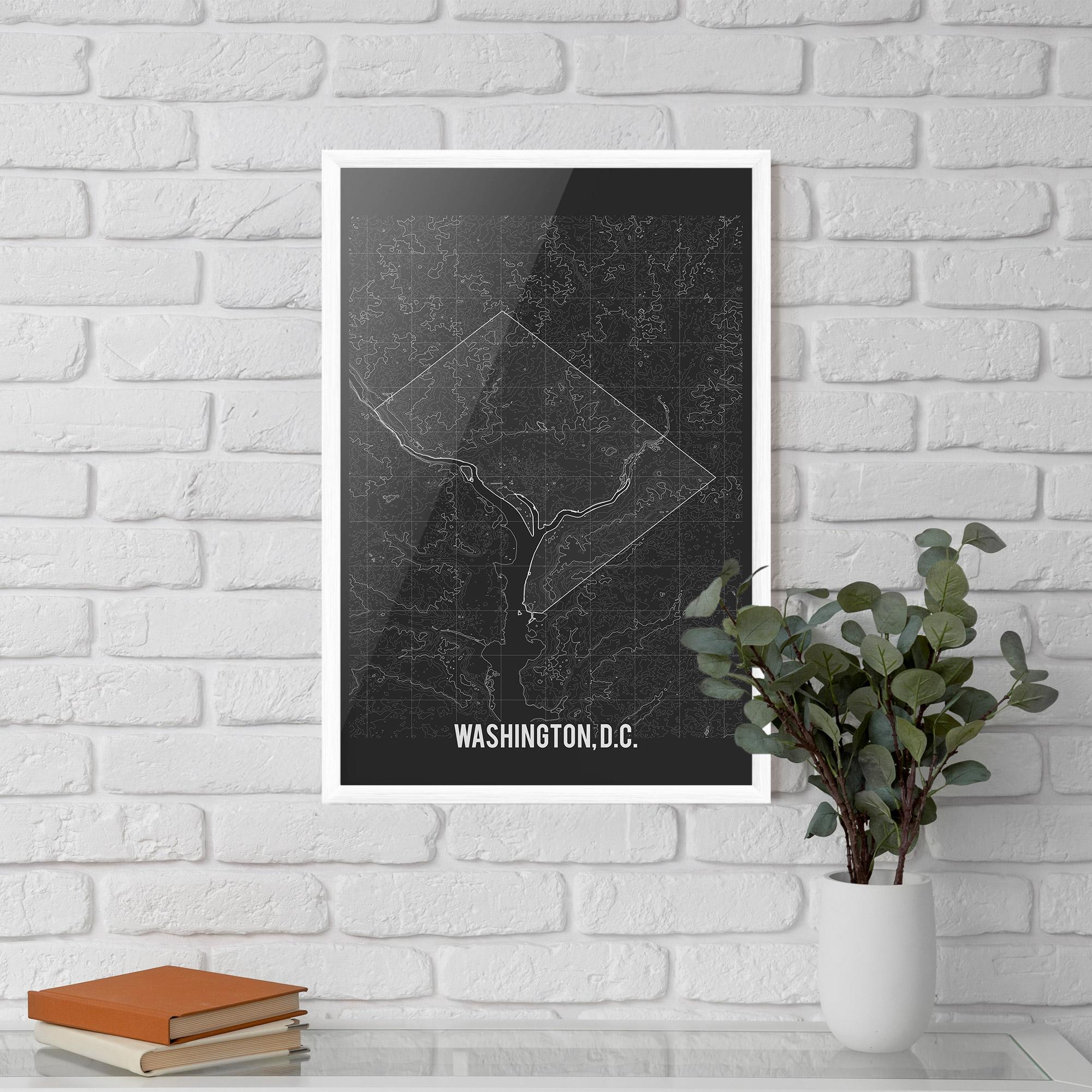 Poster Înrămat Washington Grey Map mockup 5