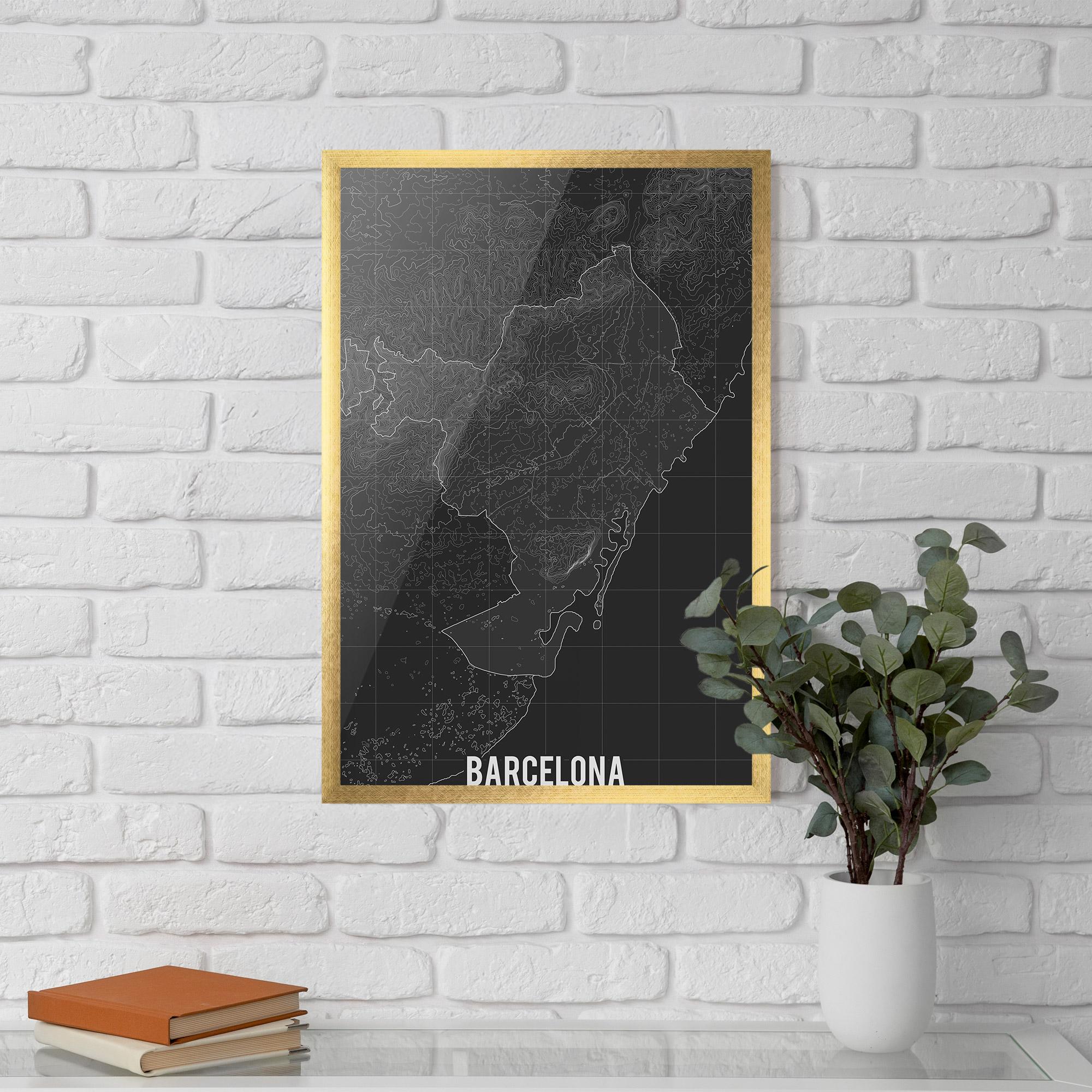 Poster Înrămat Barcelona Grey Map mockup 5
