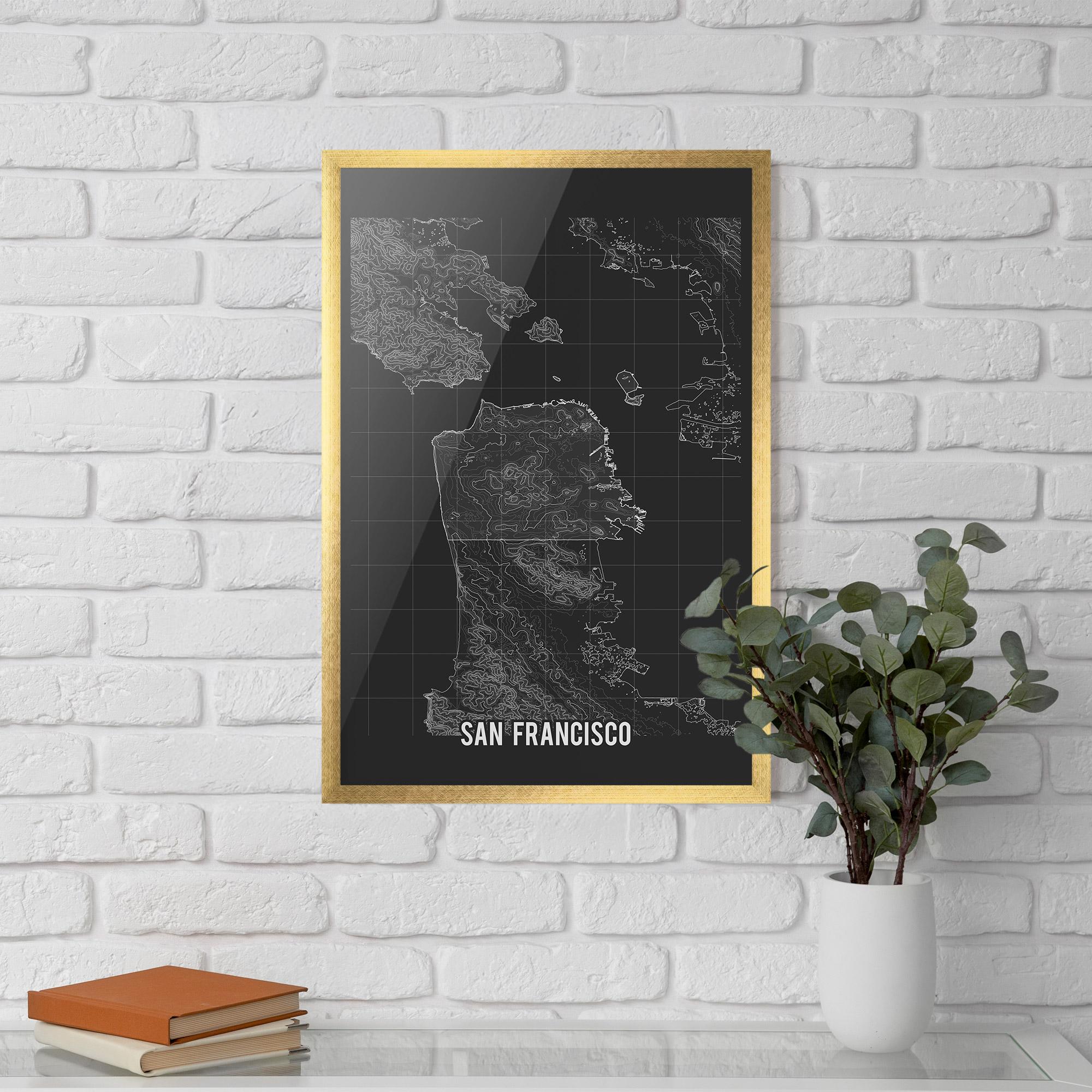 Poster Înrămat San Francisco Grey Map mockup 5