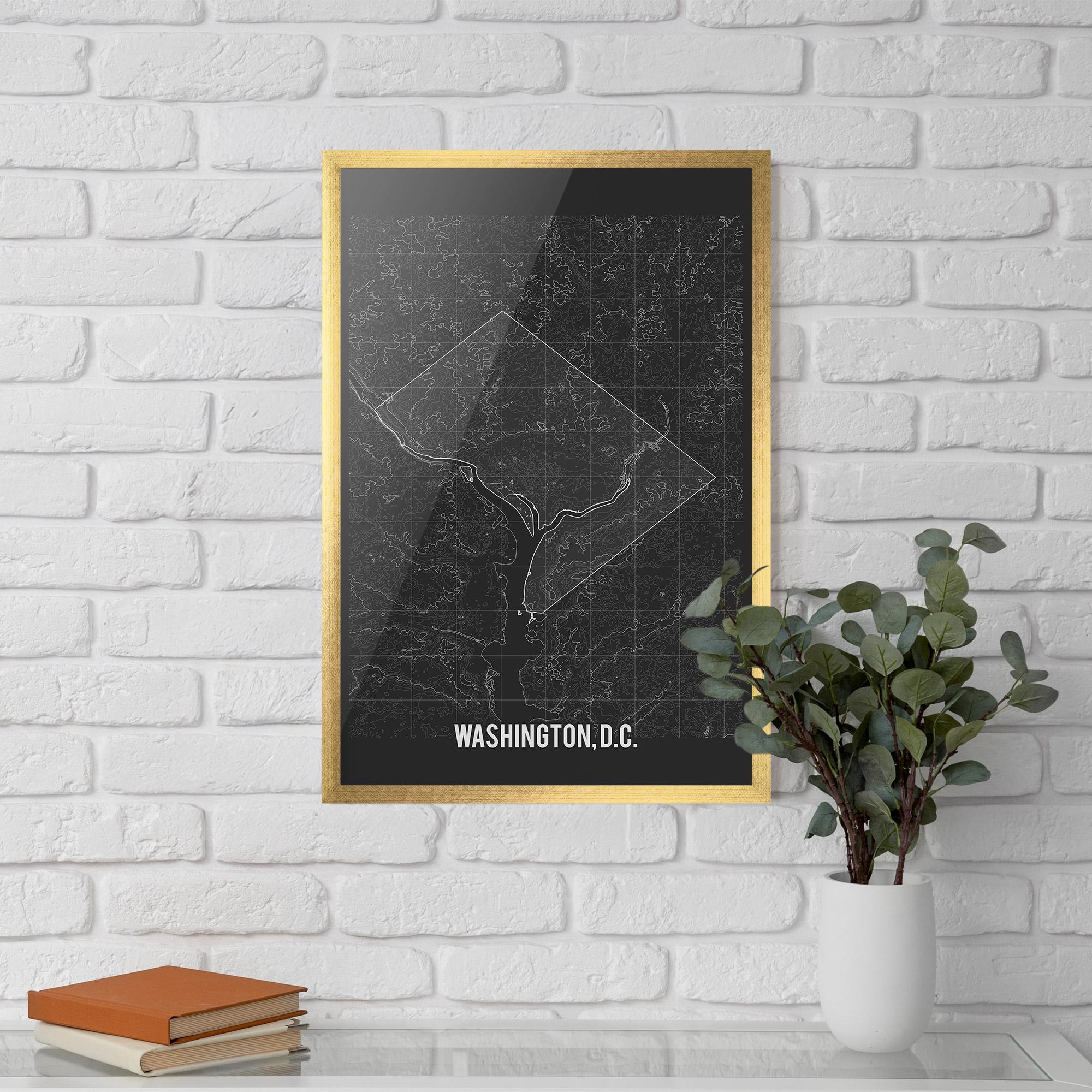 Poster Înrămat Washington Grey Map mockup 5