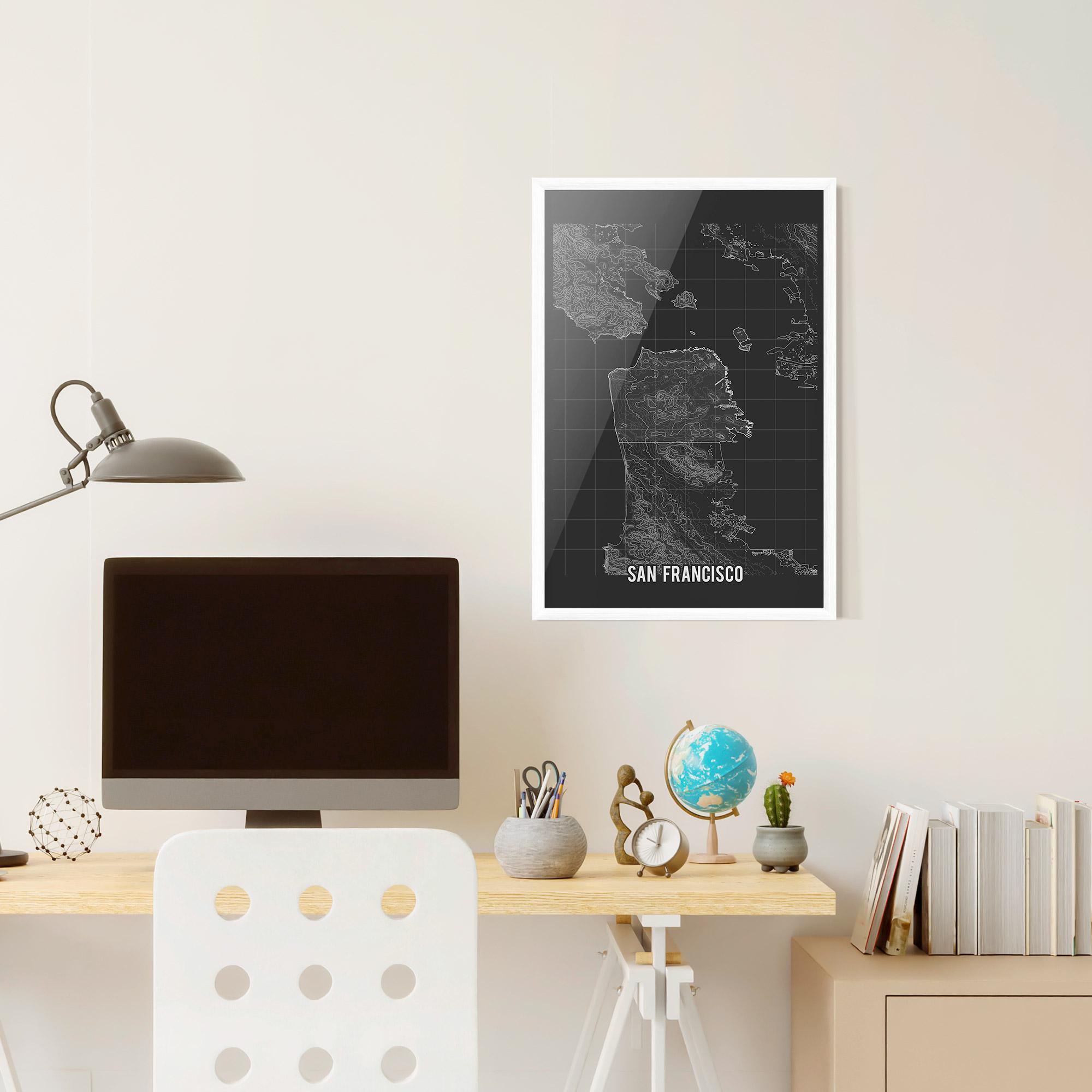 Poster Înrămat San Francisco Grey Map mockup 6
