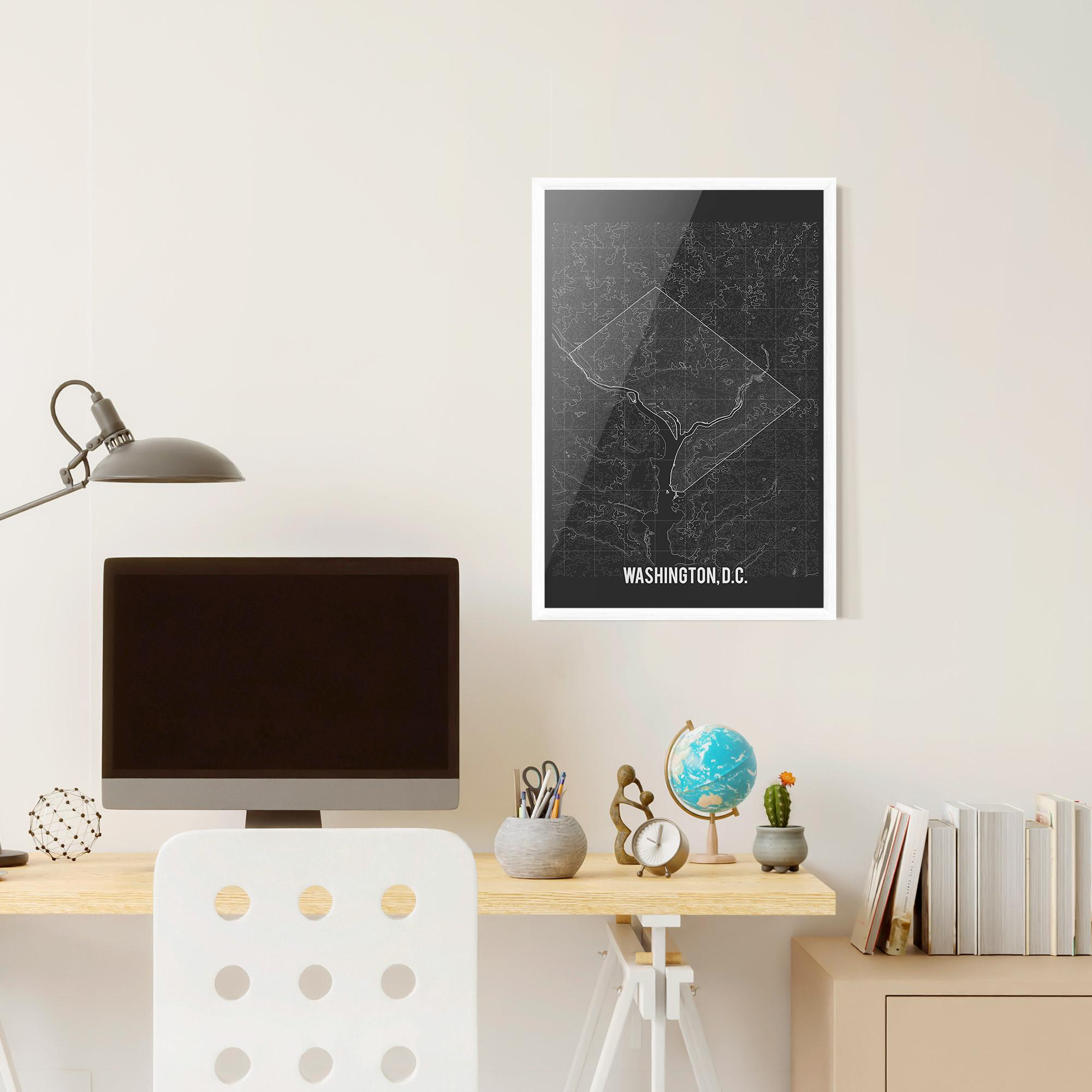 Poster Înrămat Washington Grey Map mockup 6