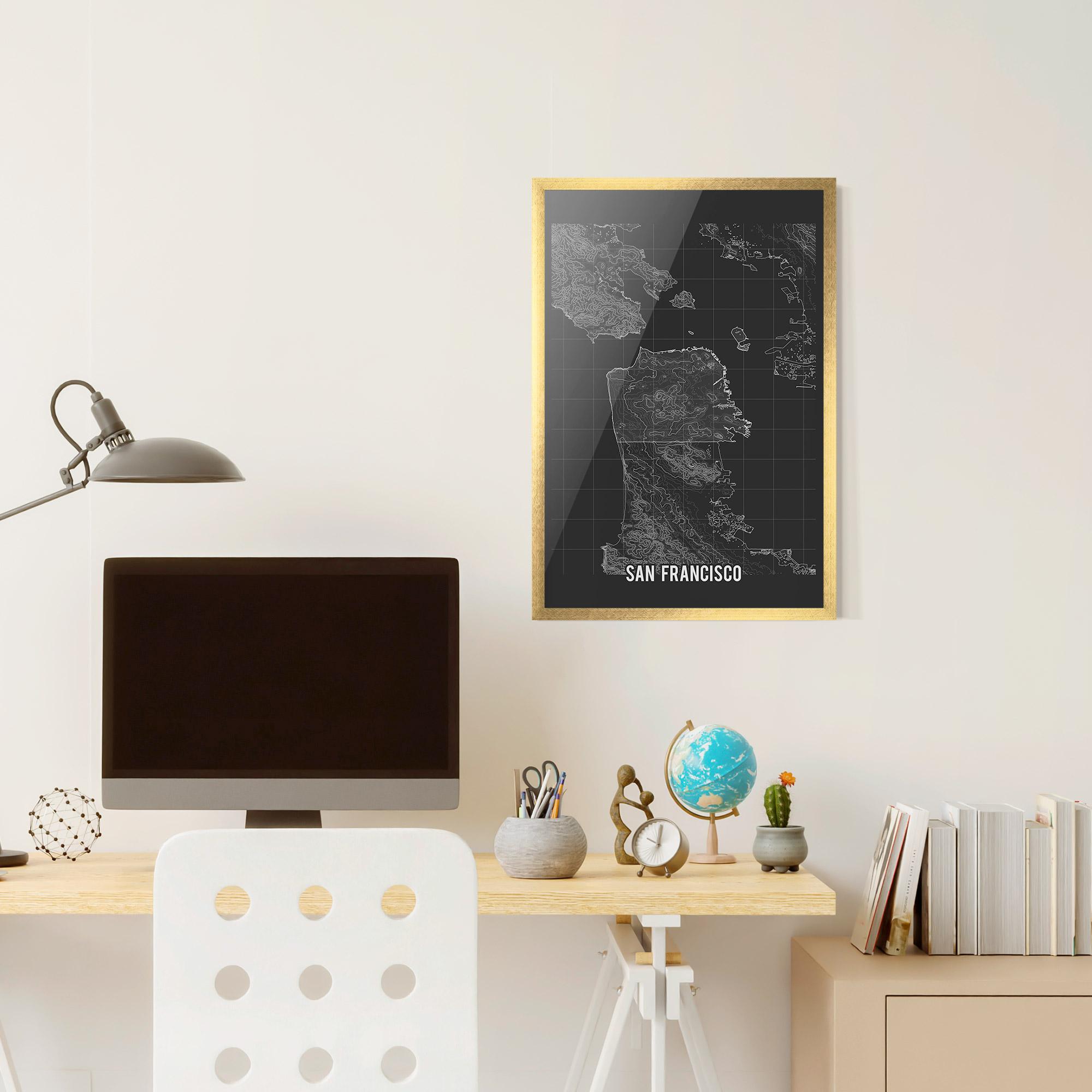 Poster Înrămat San Francisco Grey Map mockup 6