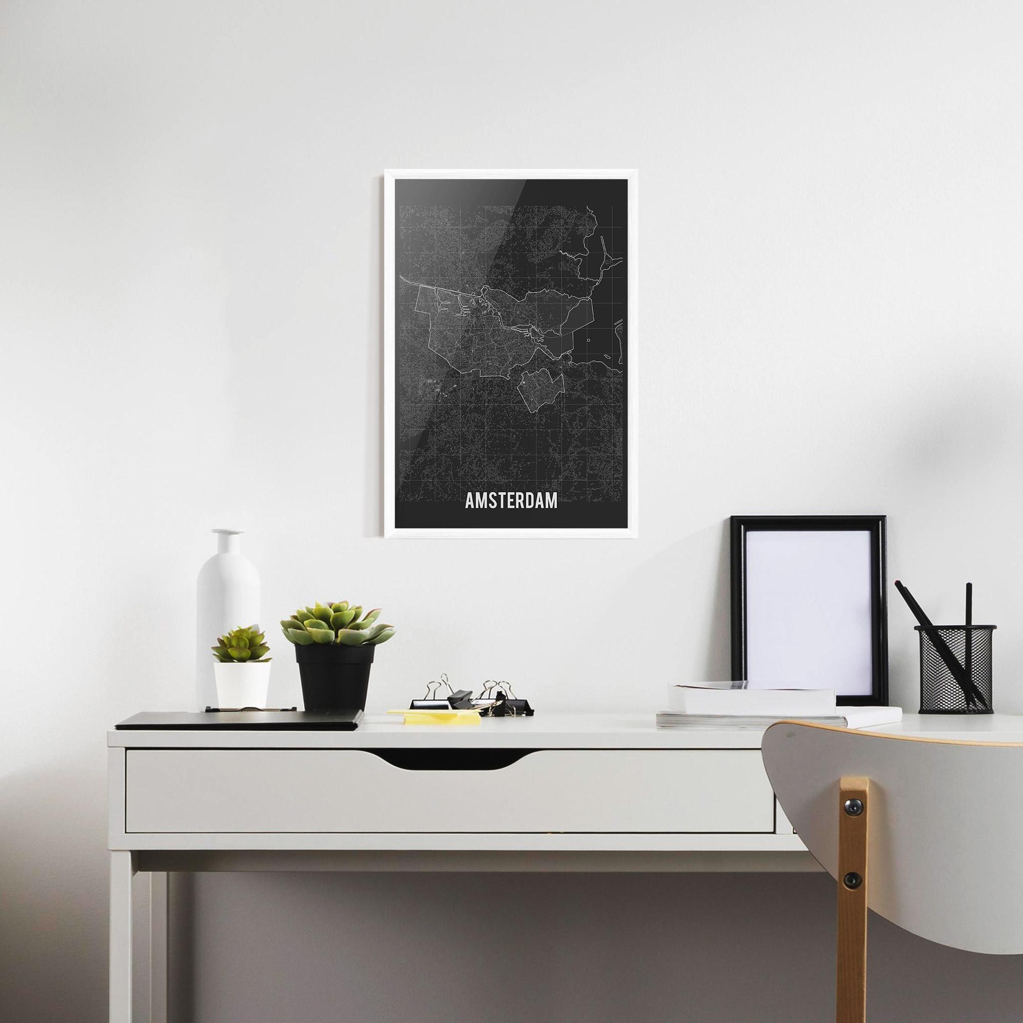 Poster Înrămat Amsterdam Grey Map mockup 7