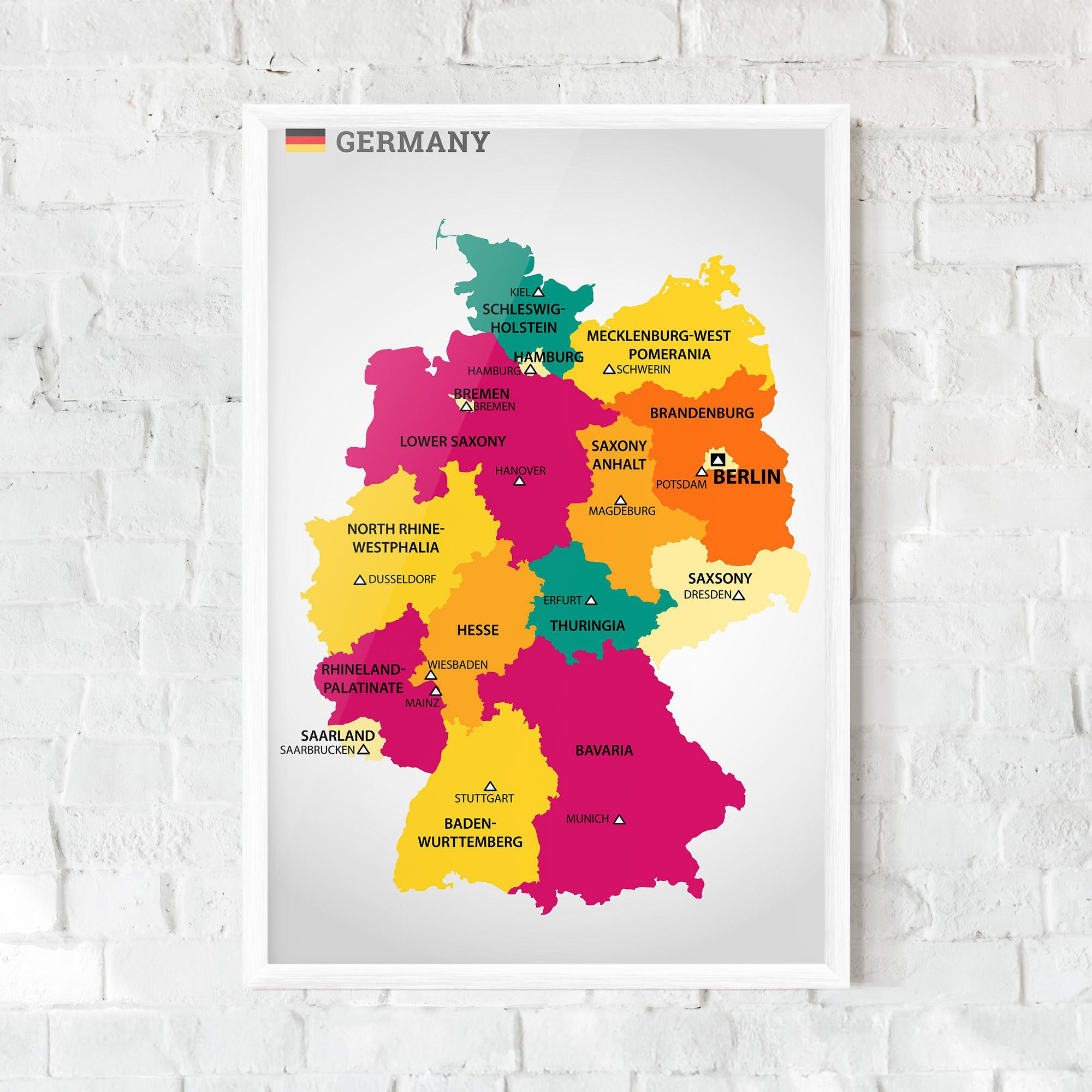 Poster Înrămat Germany Color Map mockup 0