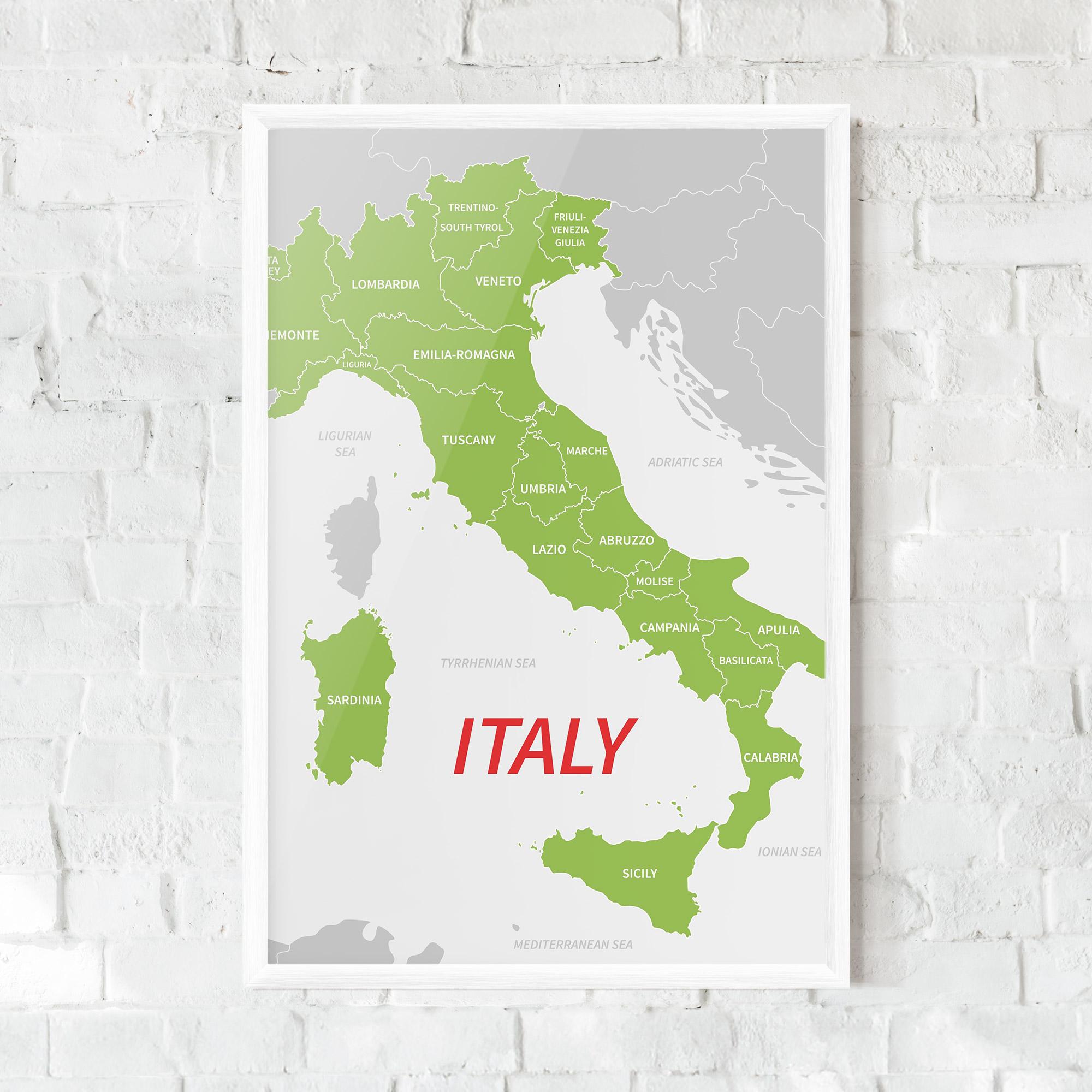Poster Înrămat Italy Green Map mockup 0