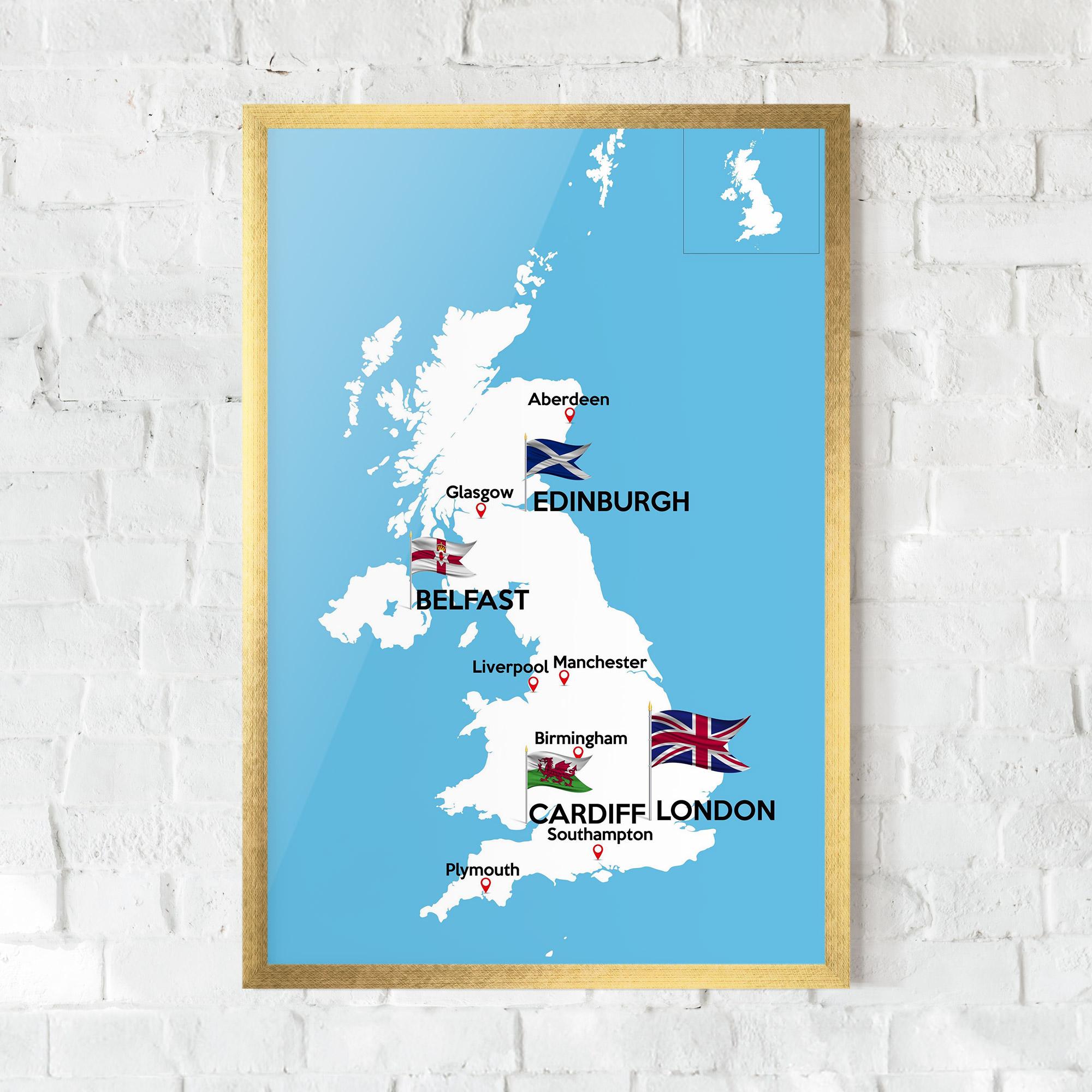 Poster Înrămat England Map mockup 0