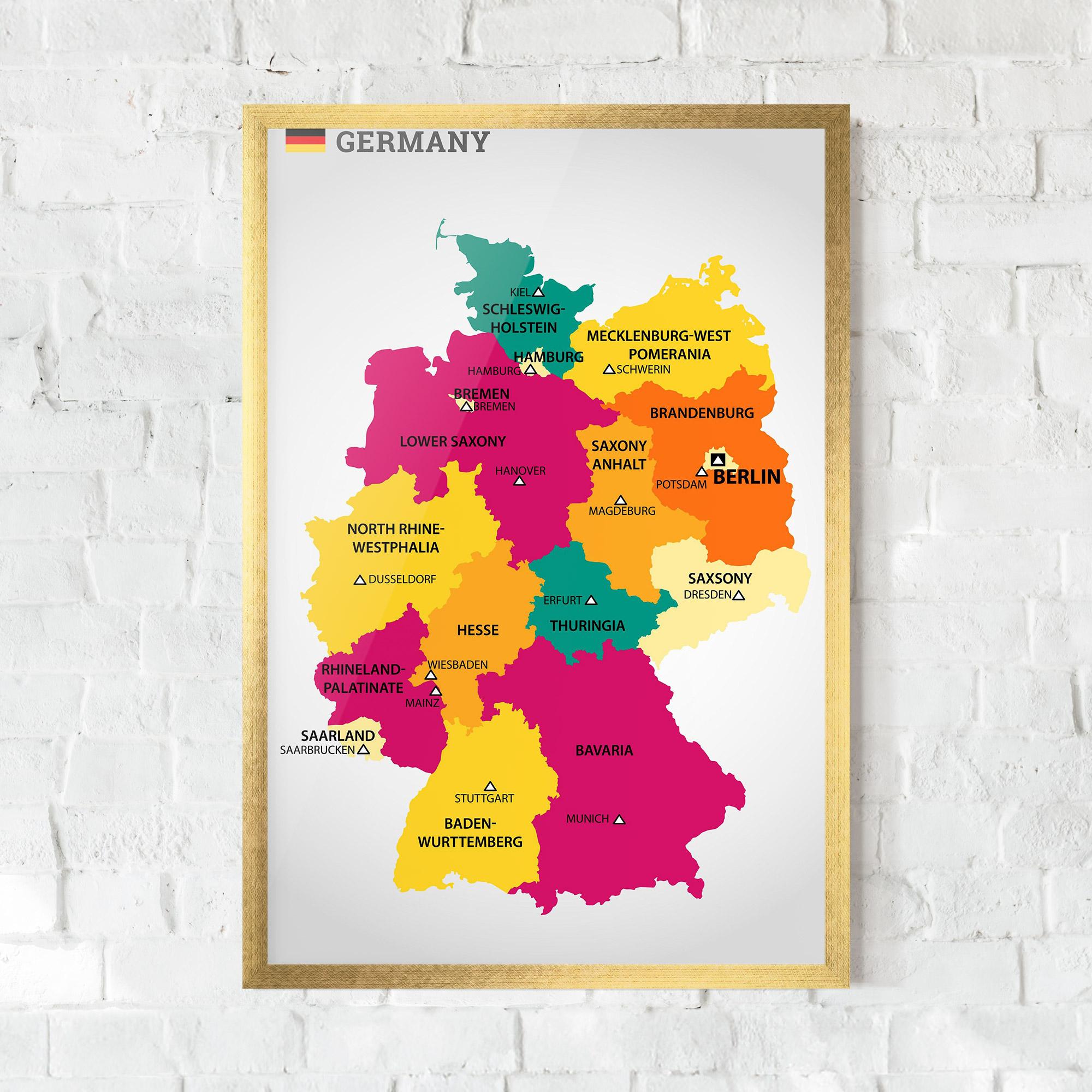 Poster Înrămat Germany Color Map mockup 0