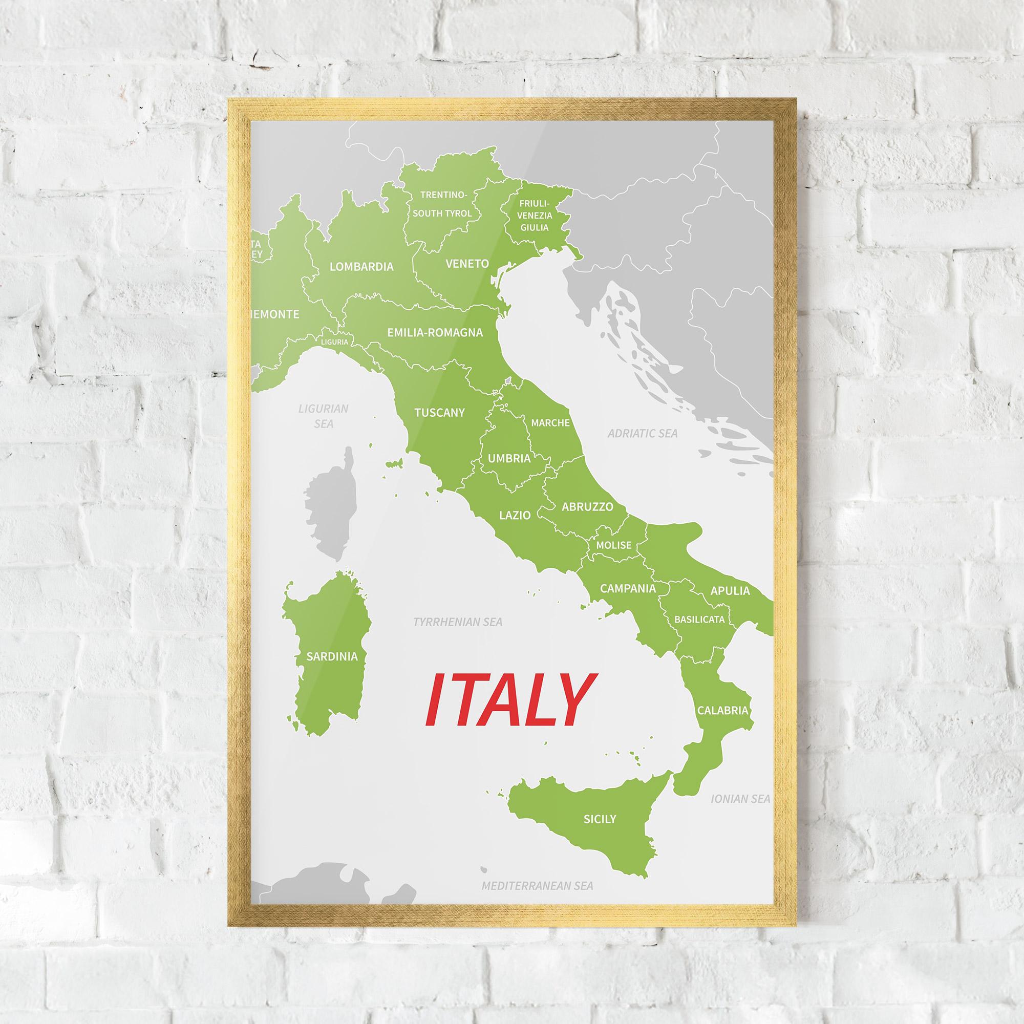 Poster Înrămat Italy Green Map mockup 0
