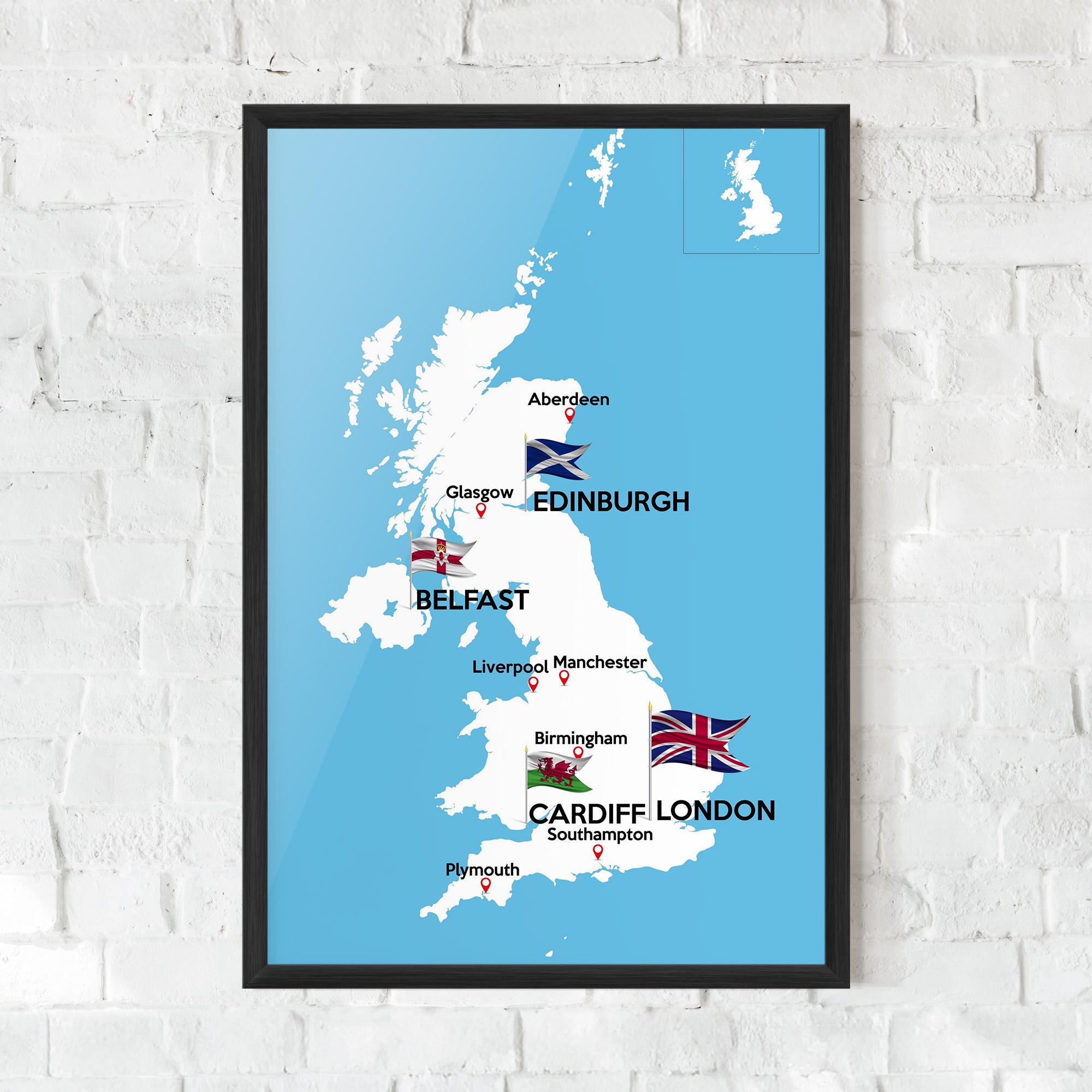 Poster Înrămat England Map mockup 0