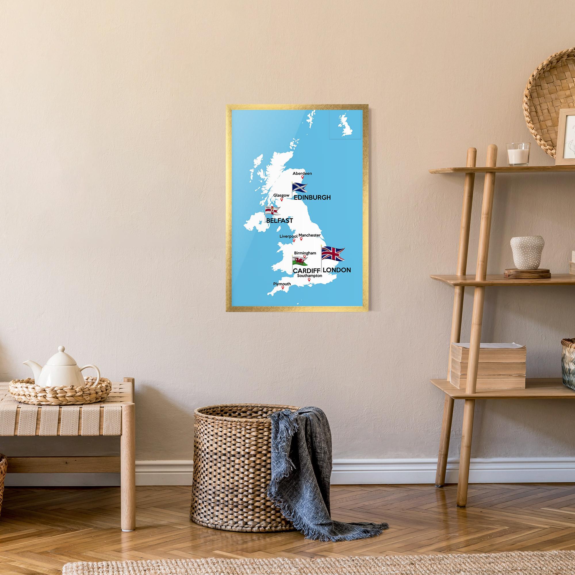 Poster Înrămat England Map mockup 9