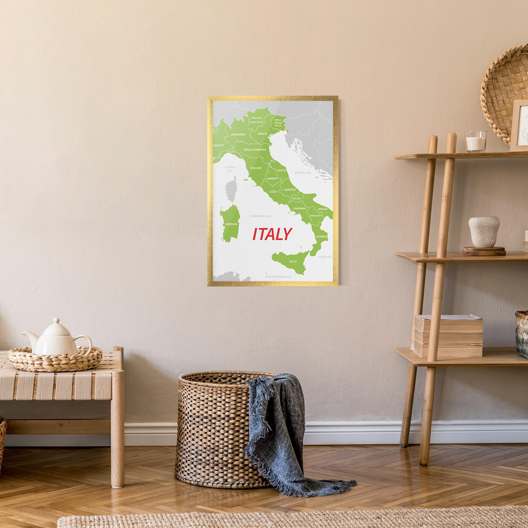Poster Înrămat Italy Green Map mockup 9