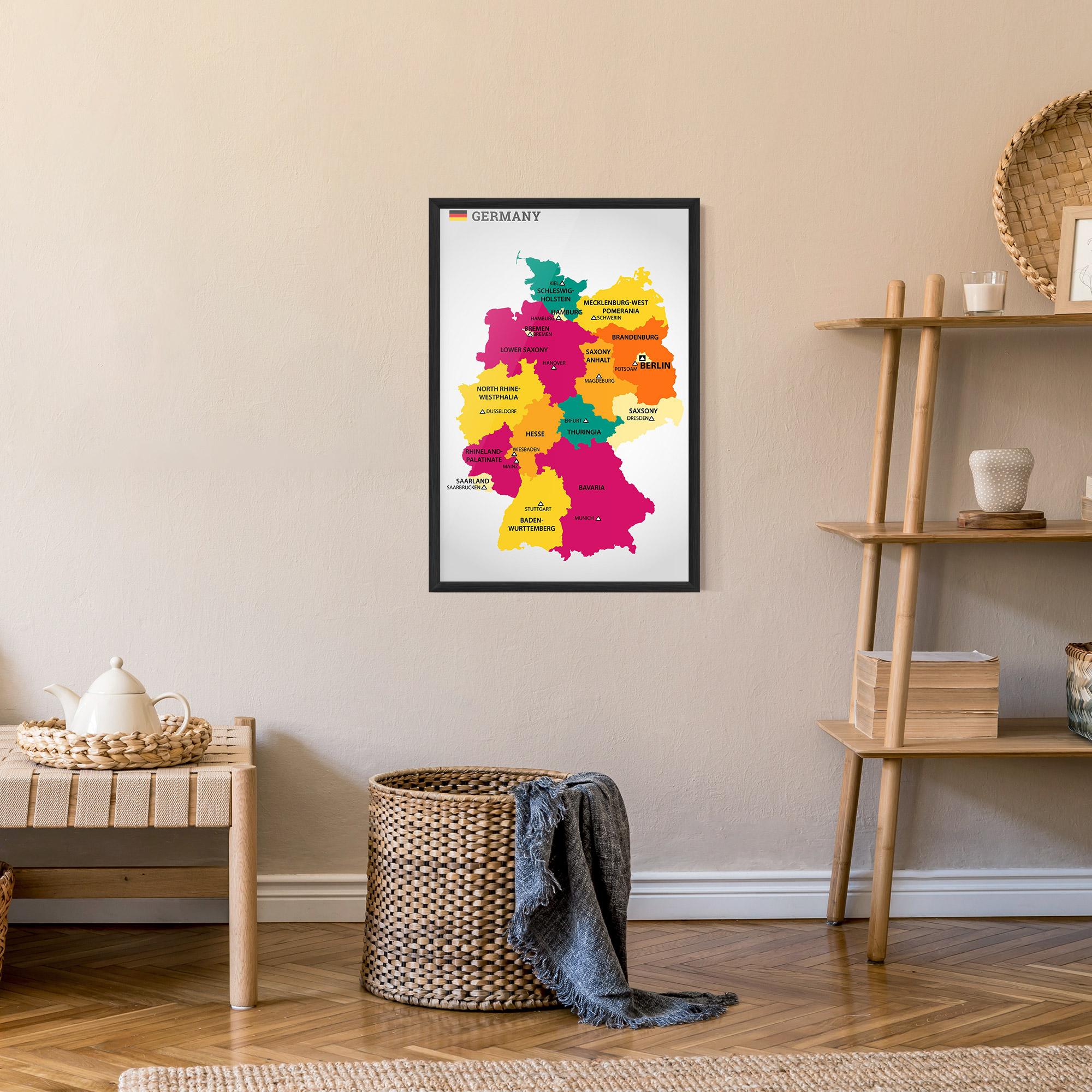 Poster Înrămat Germany Color Map mockup 9
