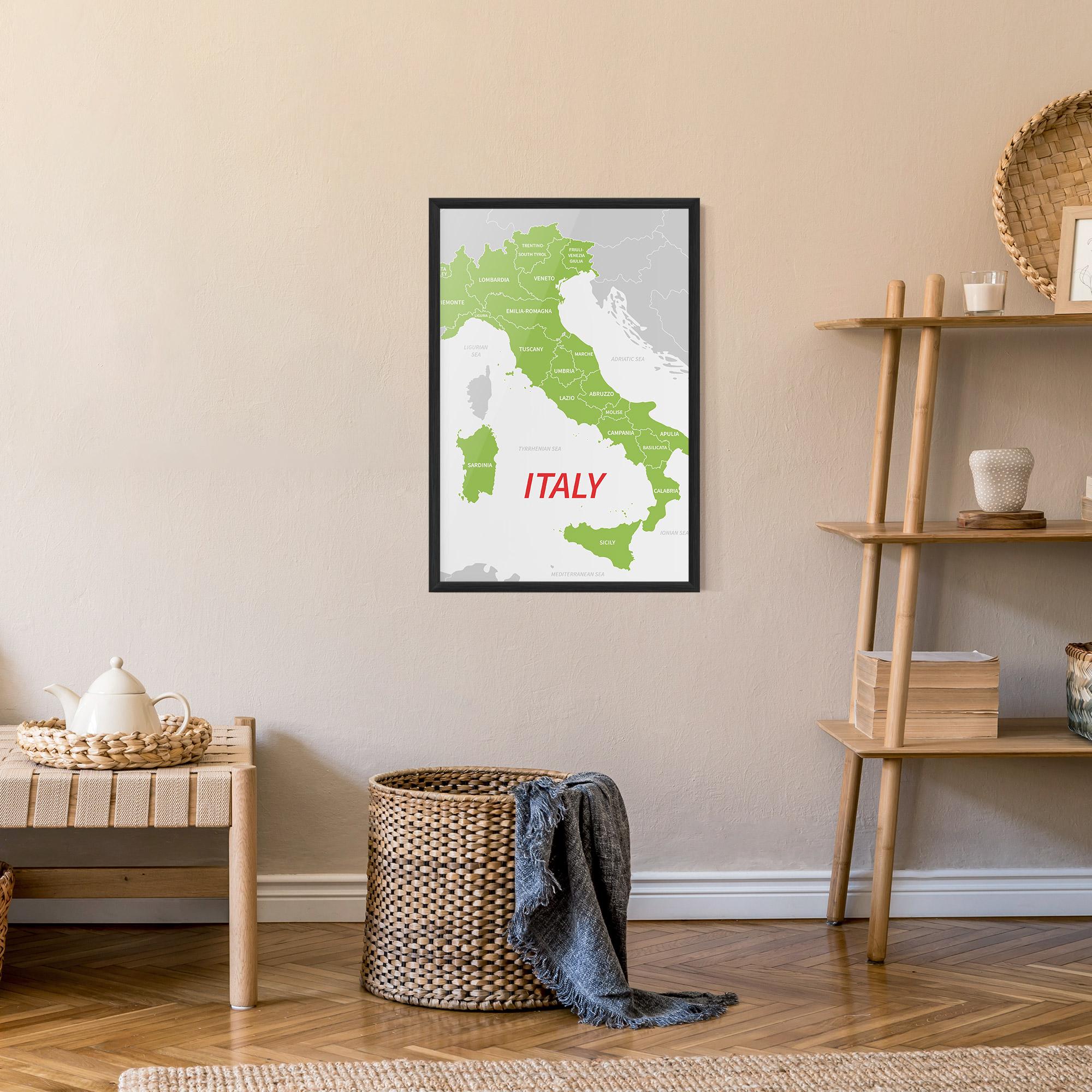 Poster Înrămat Italy Green Map mockup 9
