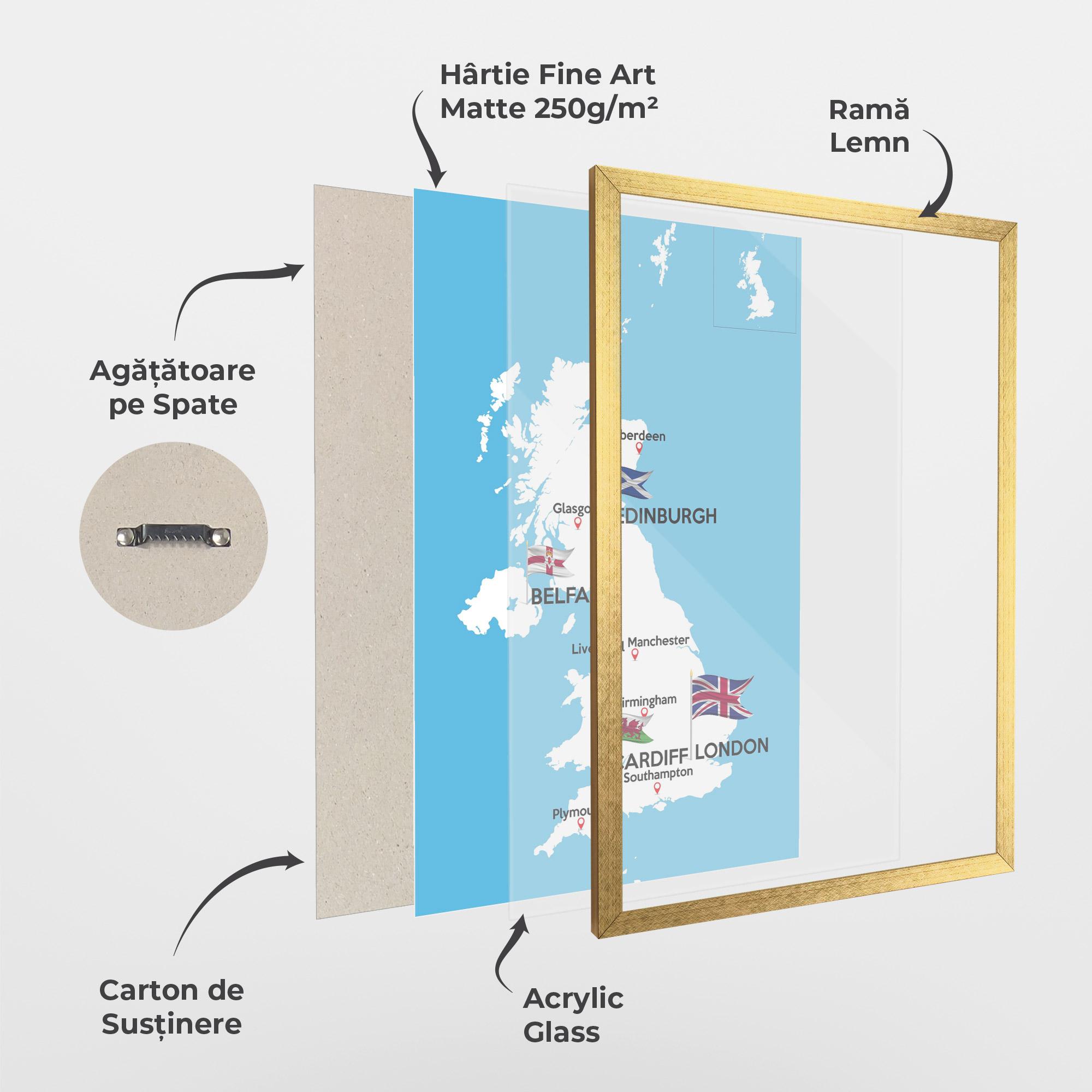 Poster Înrămat England Map mockup 1
