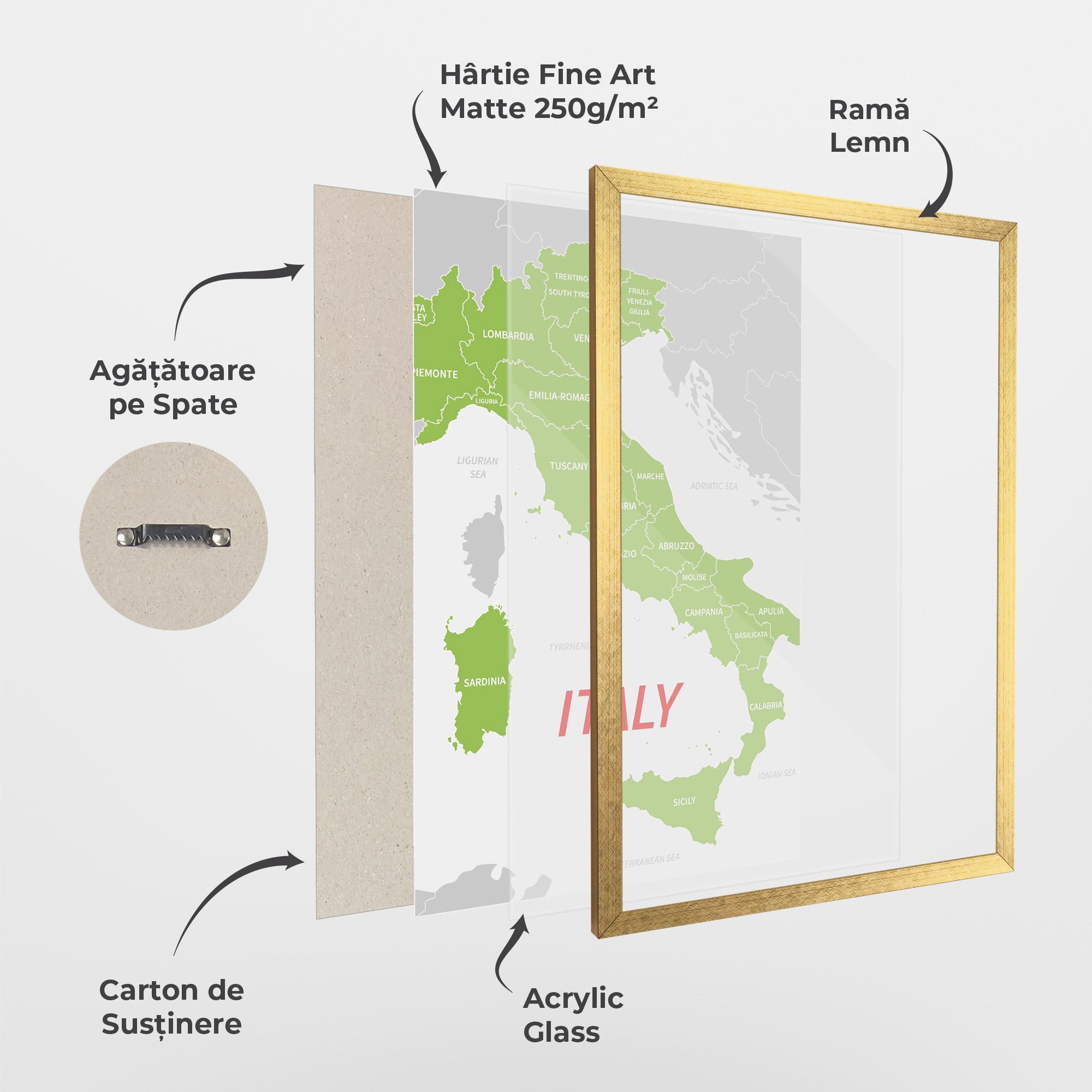 Poster Înrămat Italy Green Map mockup 1