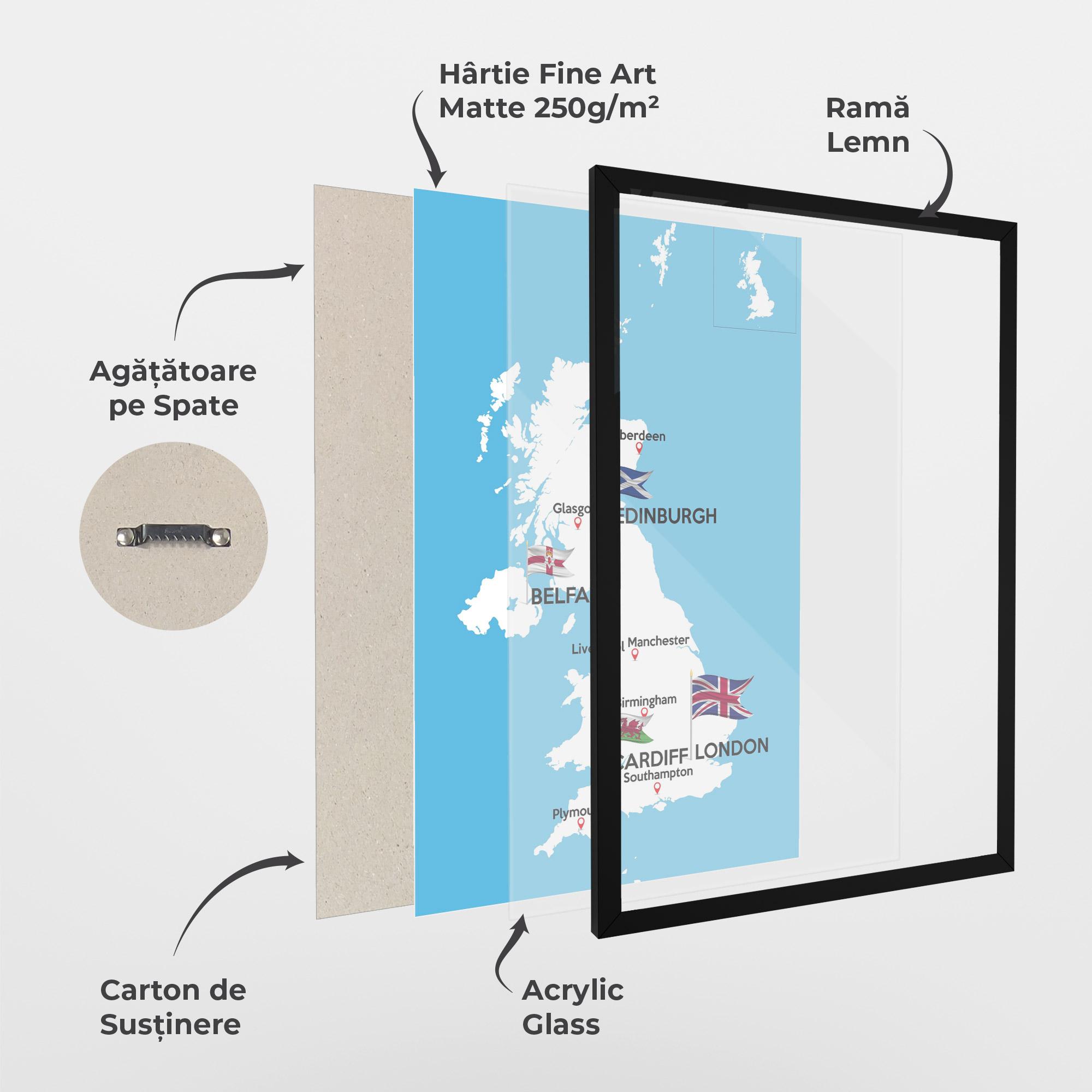 Poster Înrămat England Map mockup 1