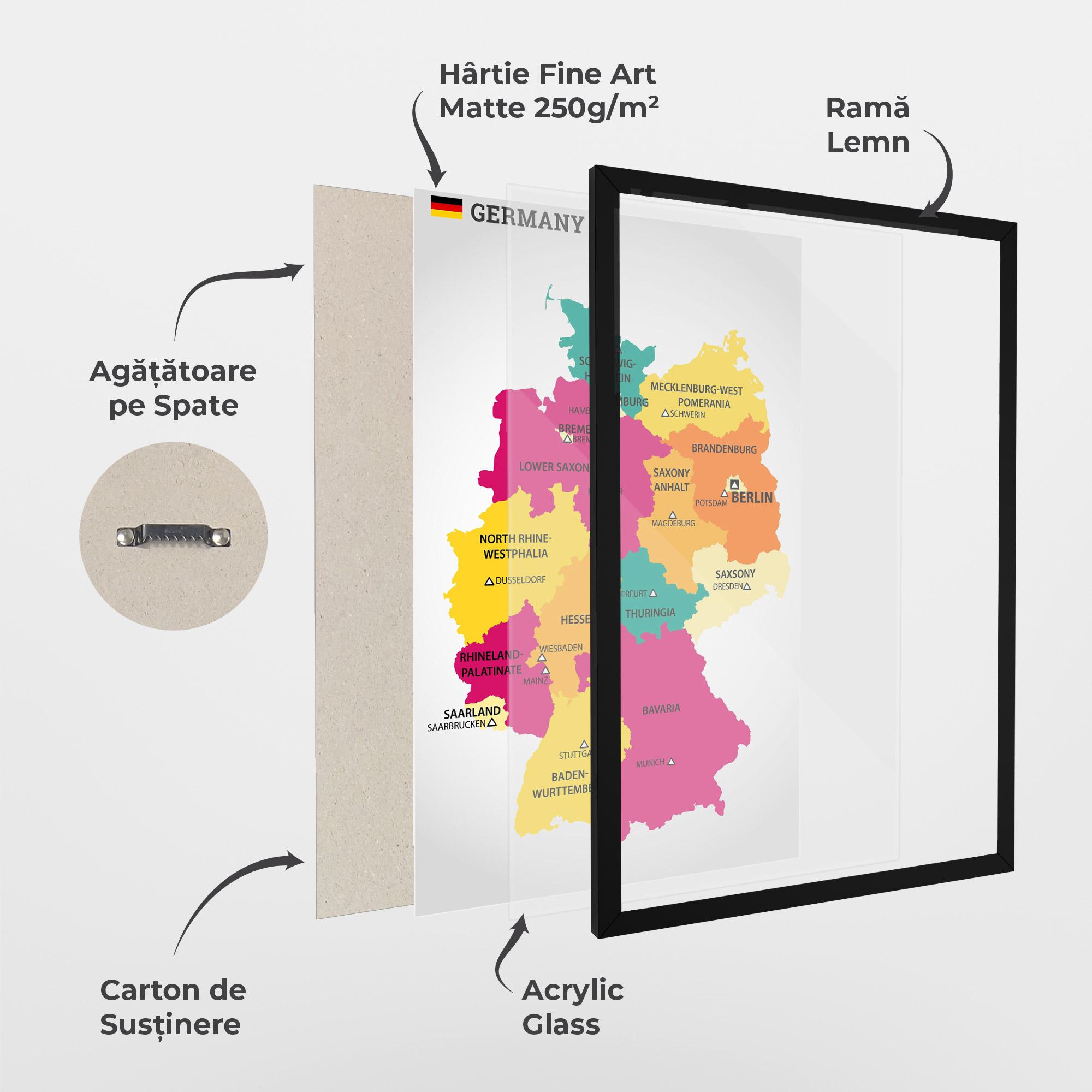 Poster Înrămat Germany Color Map mockup 1