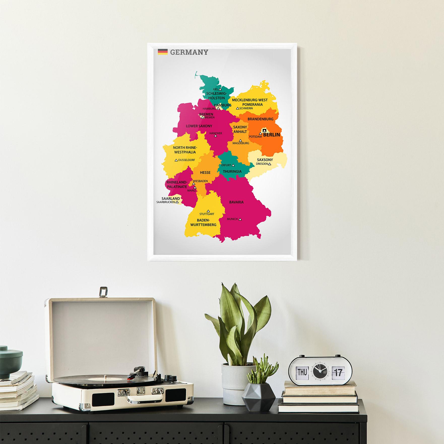 Poster Înrămat Germany Color Map mockup 2