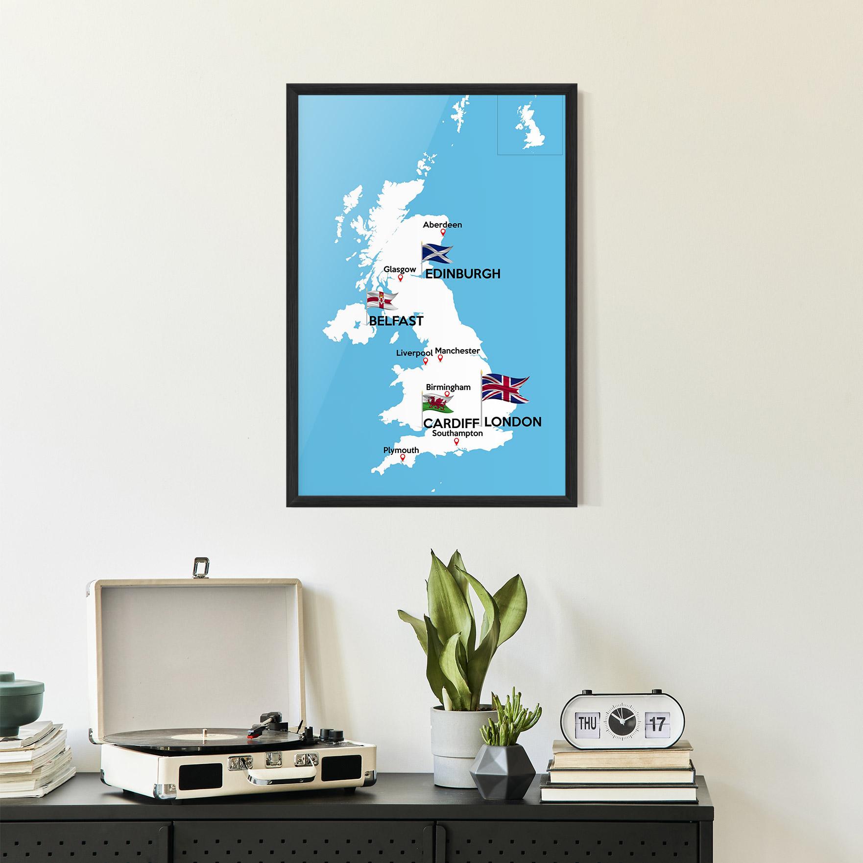 Poster Înrămat England Map mockup 2