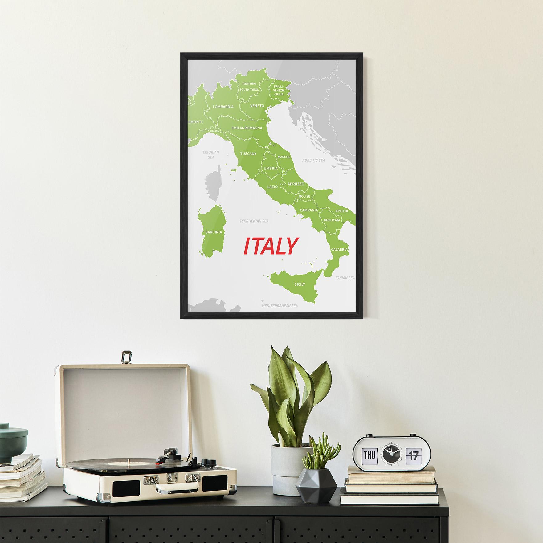 Poster Înrămat Italy Green Map mockup 2