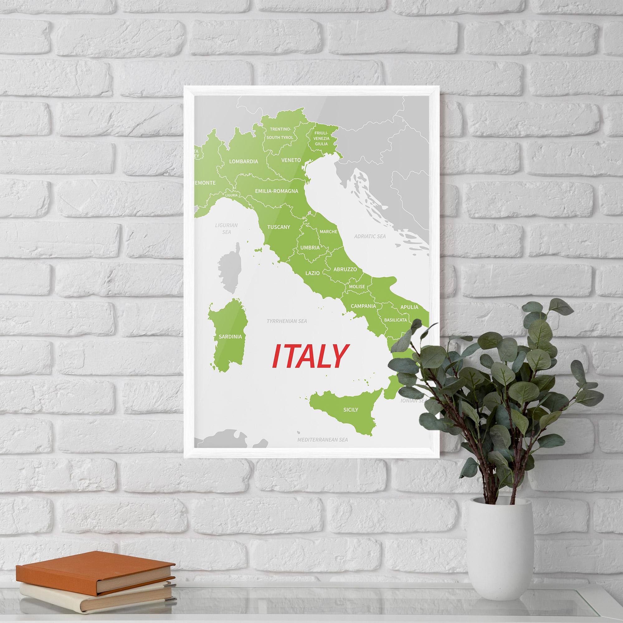 Poster Înrămat Italy Green Map mockup 5