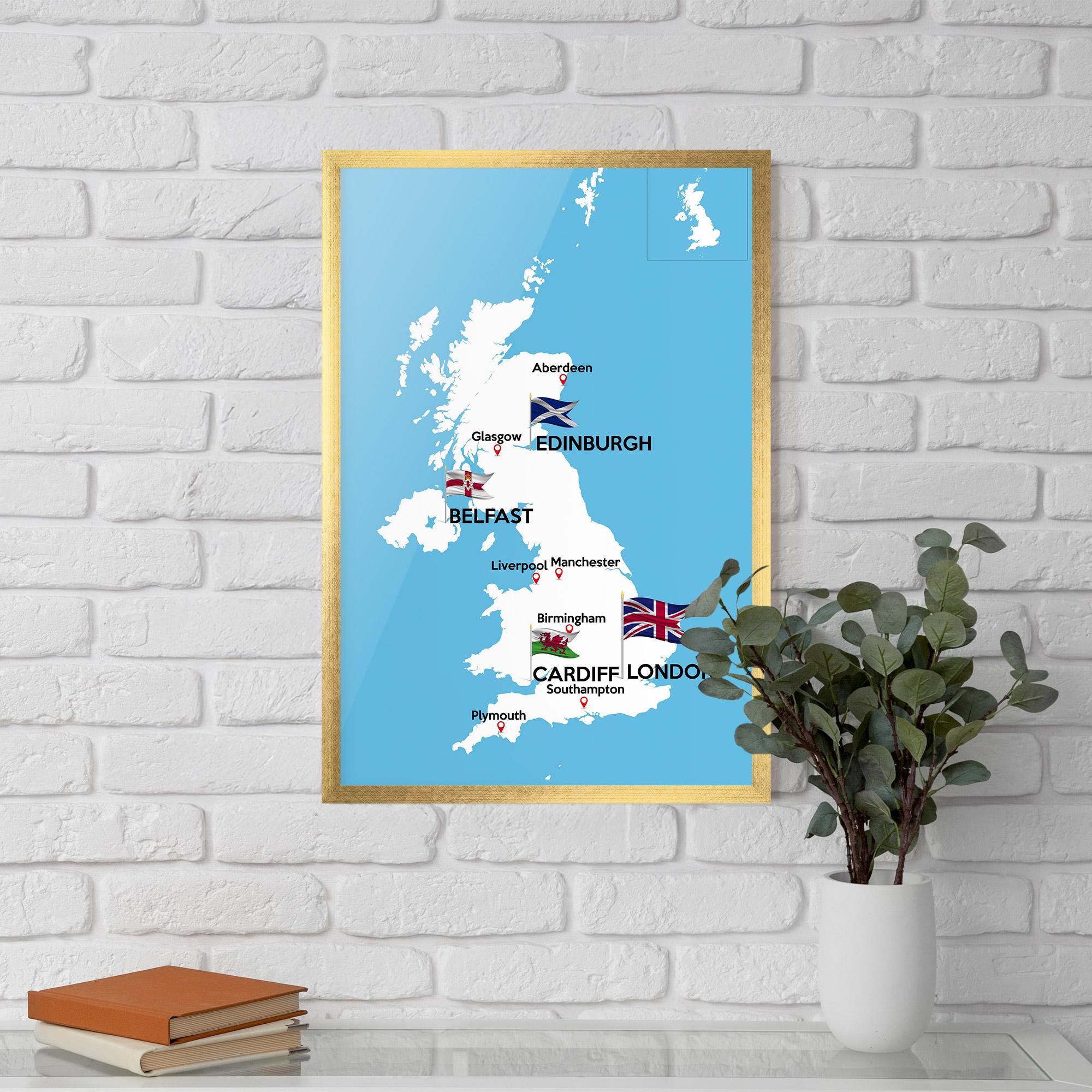Poster Înrămat England Map mockup 5