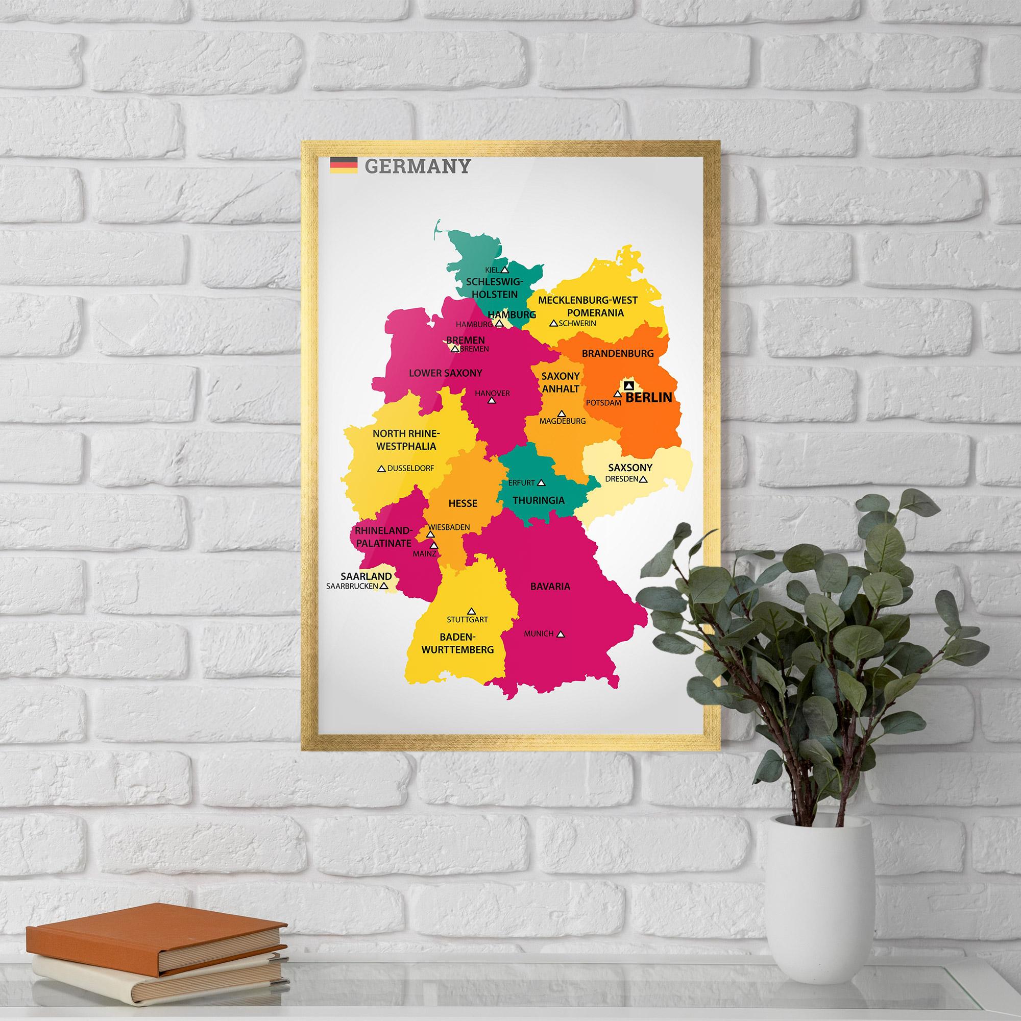 Poster Înrămat Germany Color Map mockup 5