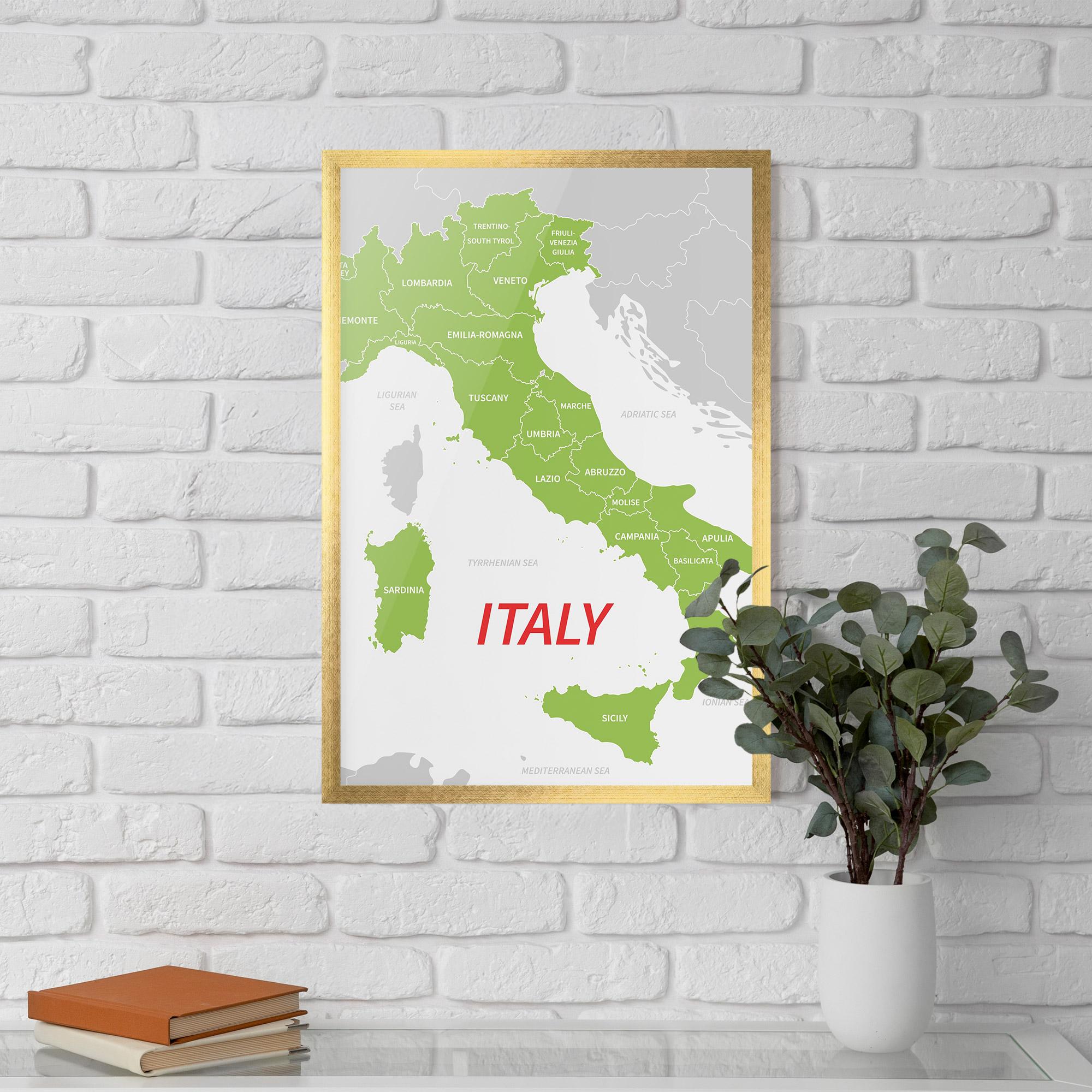 Poster Înrămat Italy Green Map mockup 5