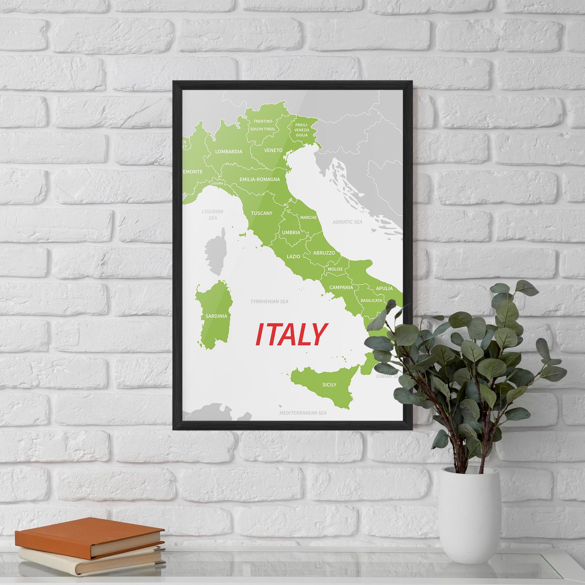 Poster Înrămat Italy Green Map mockup 5