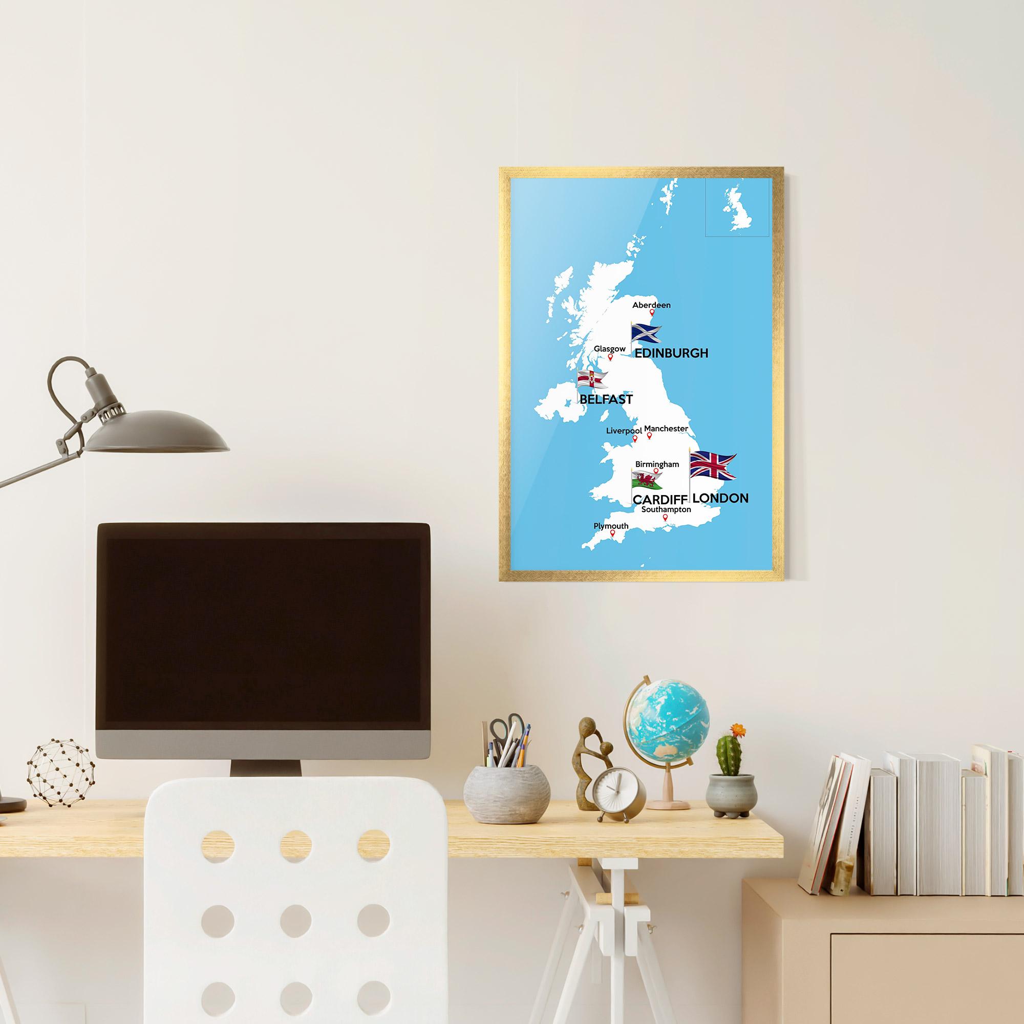 Poster Înrămat England Map mockup 6