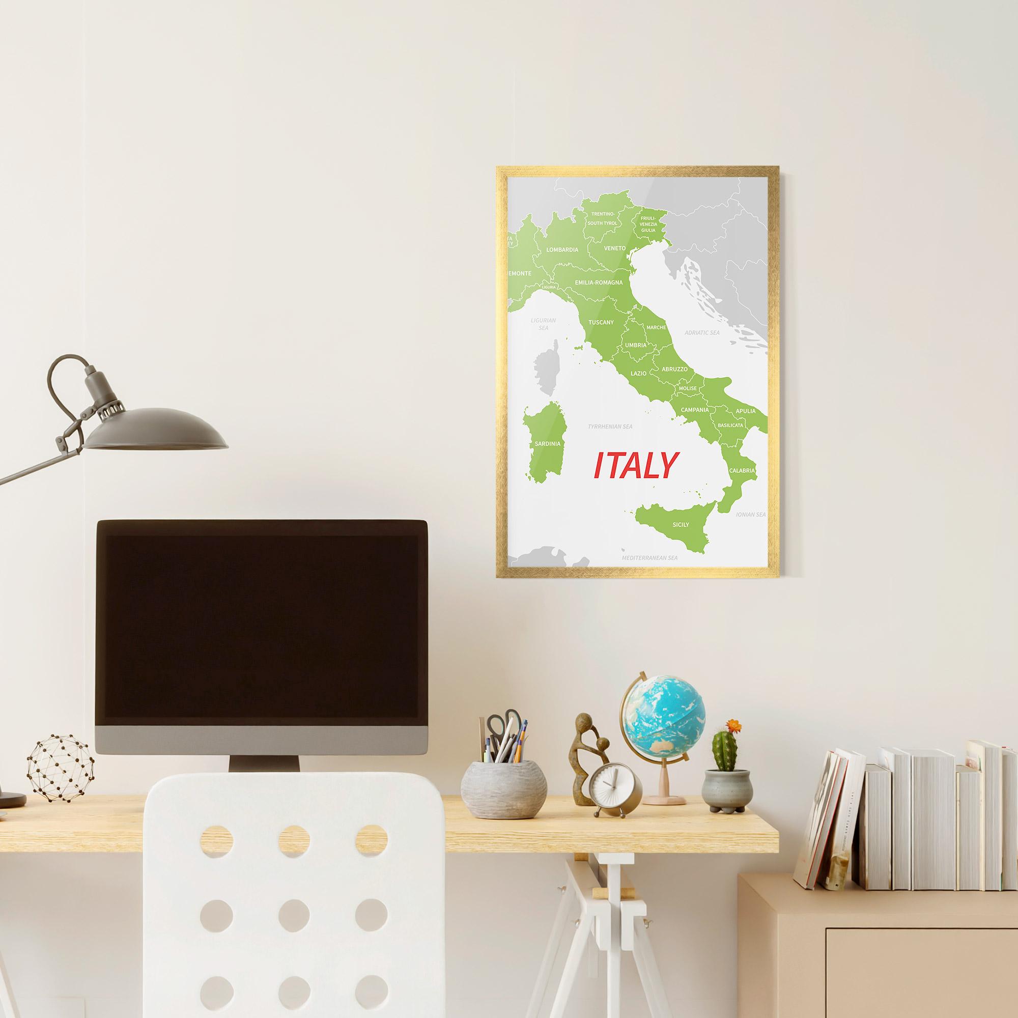 Poster Înrămat Italy Green Map mockup 6