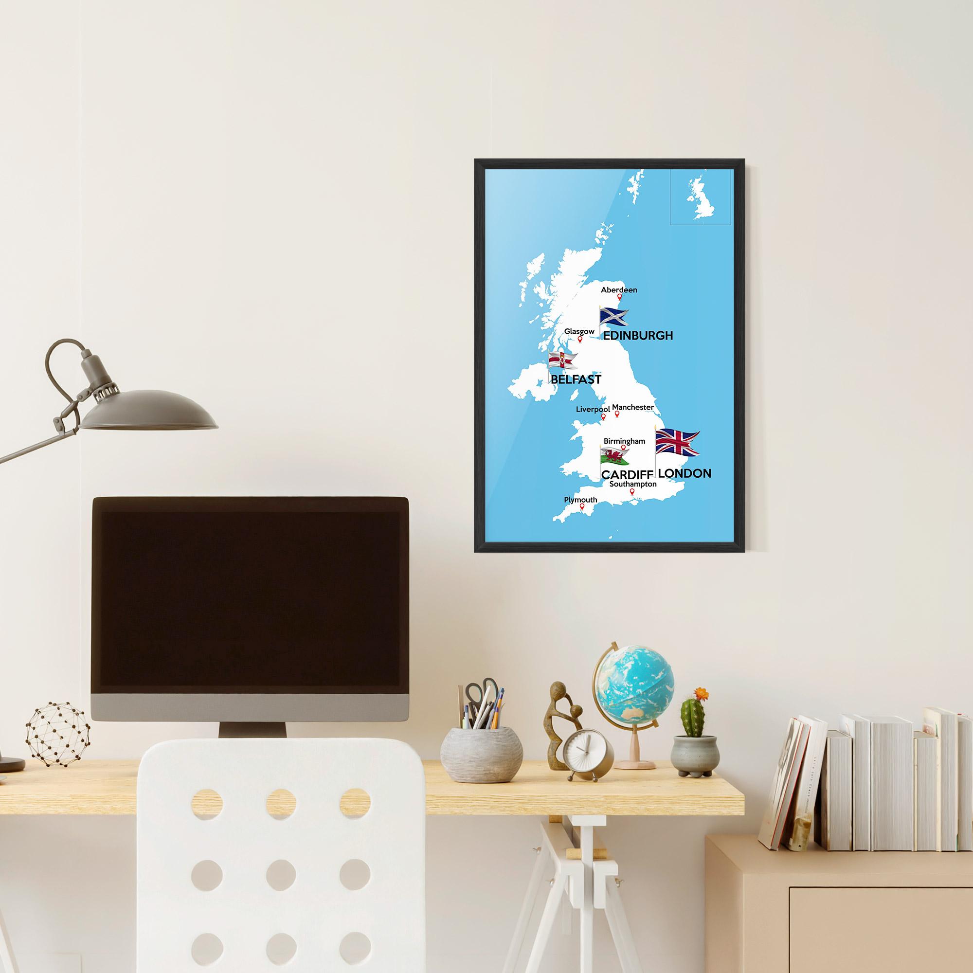 Poster Înrămat England Map mockup 6
