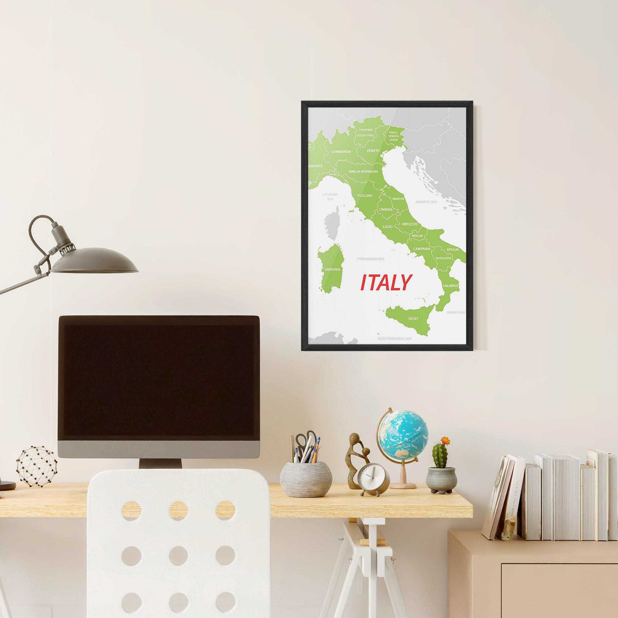 Poster Înrămat Italy Green Map mockup 6