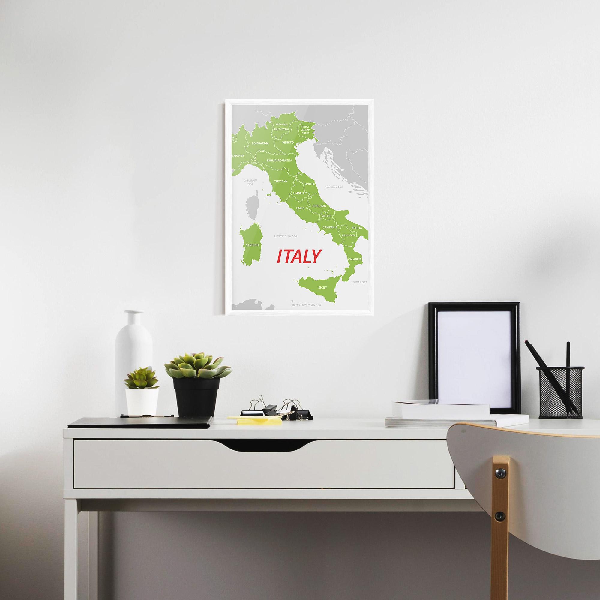 Poster Înrămat Italy Green Map mockup 7