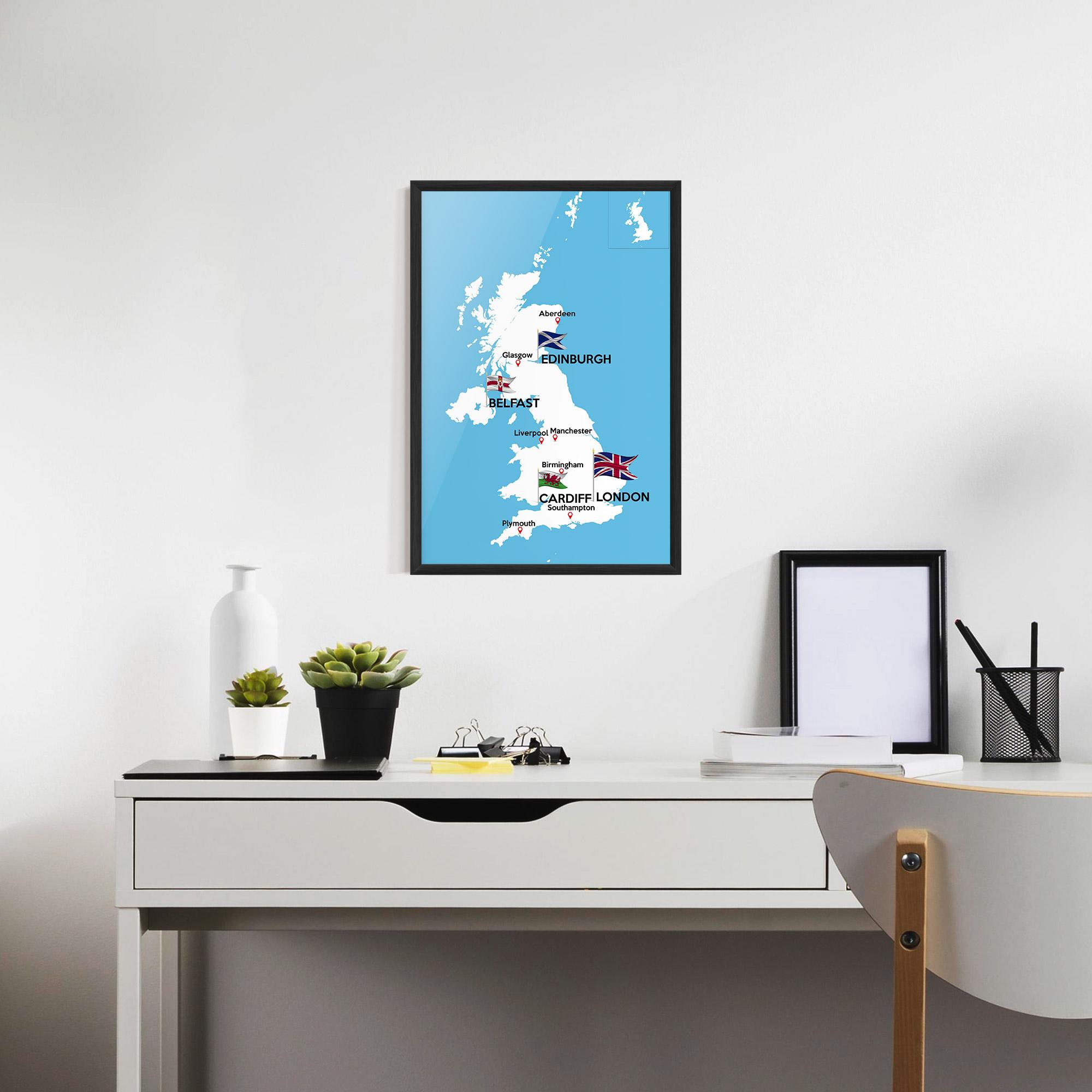 Poster Înrămat England Map mockup 7