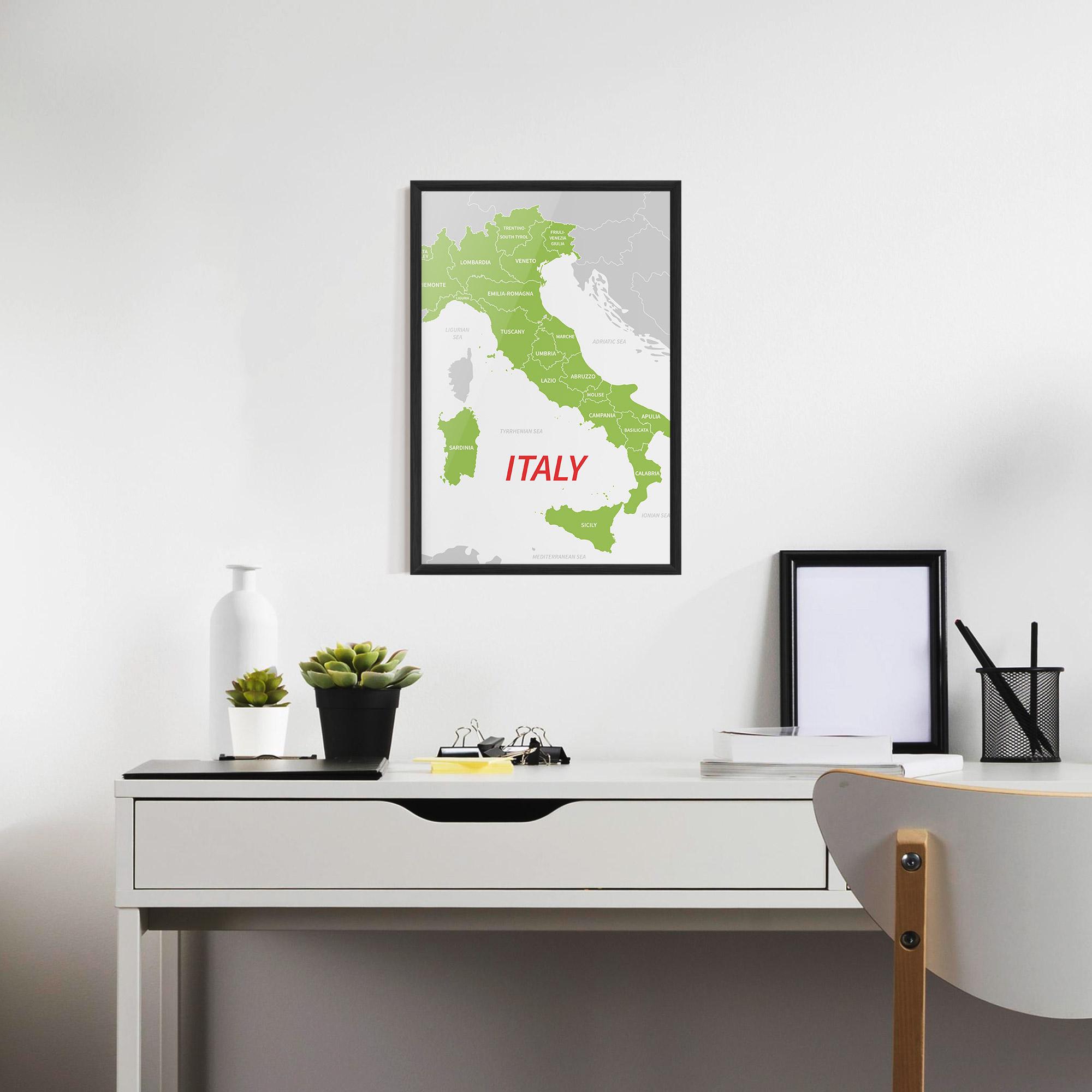 Poster Înrămat Italy Green Map mockup 7