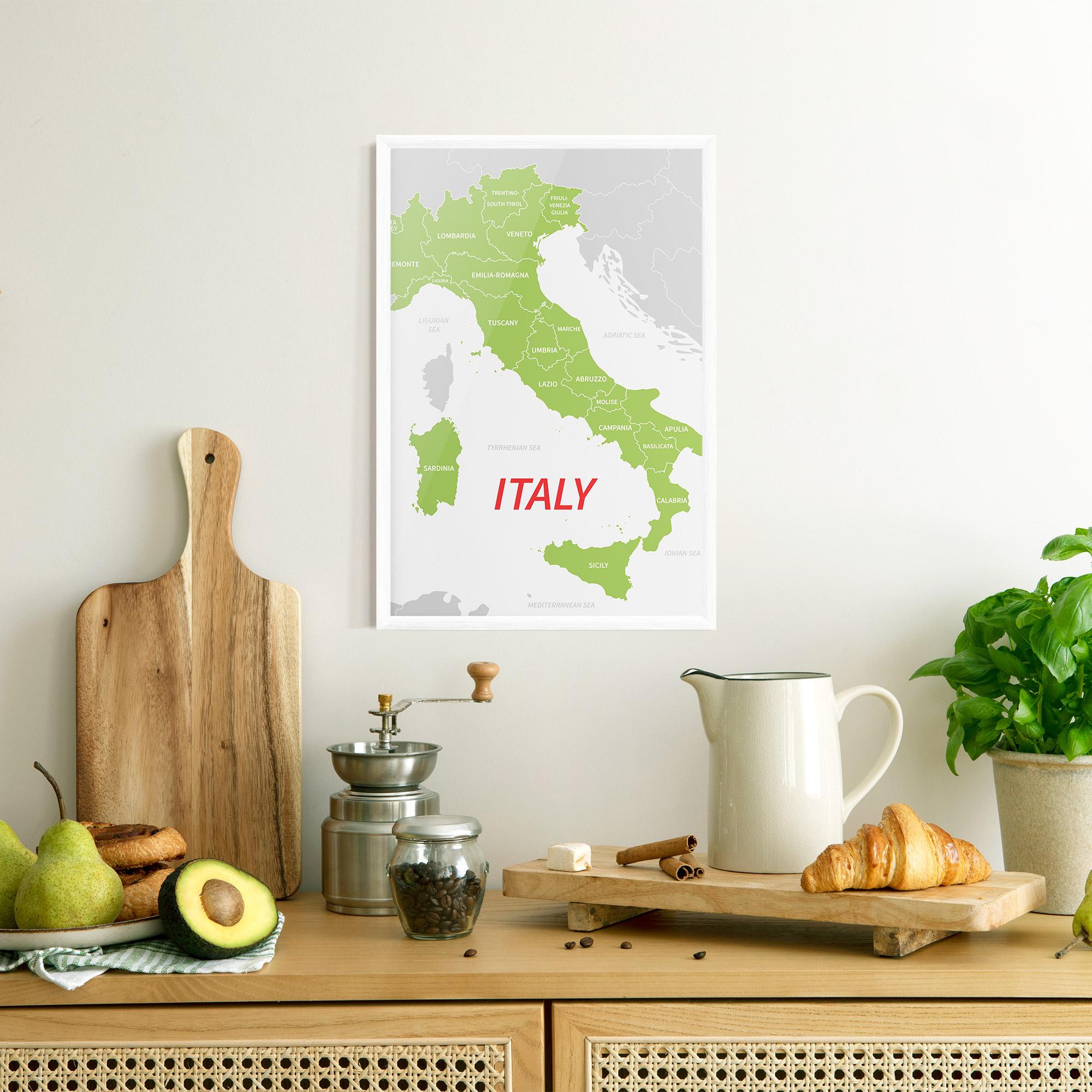 Poster Înrămat Italy Green Map mockup 8