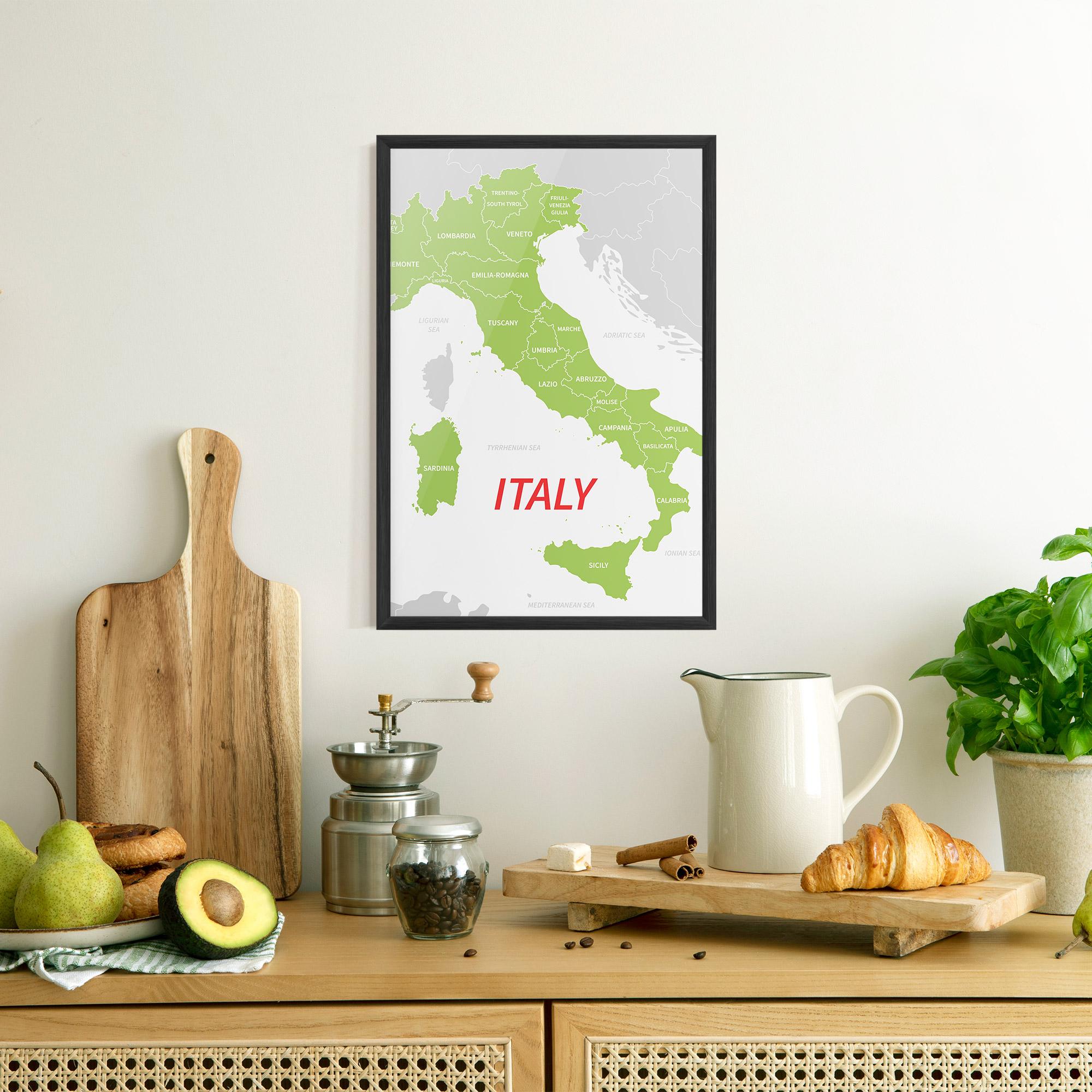 Poster Înrămat Italy Green Map mockup 8