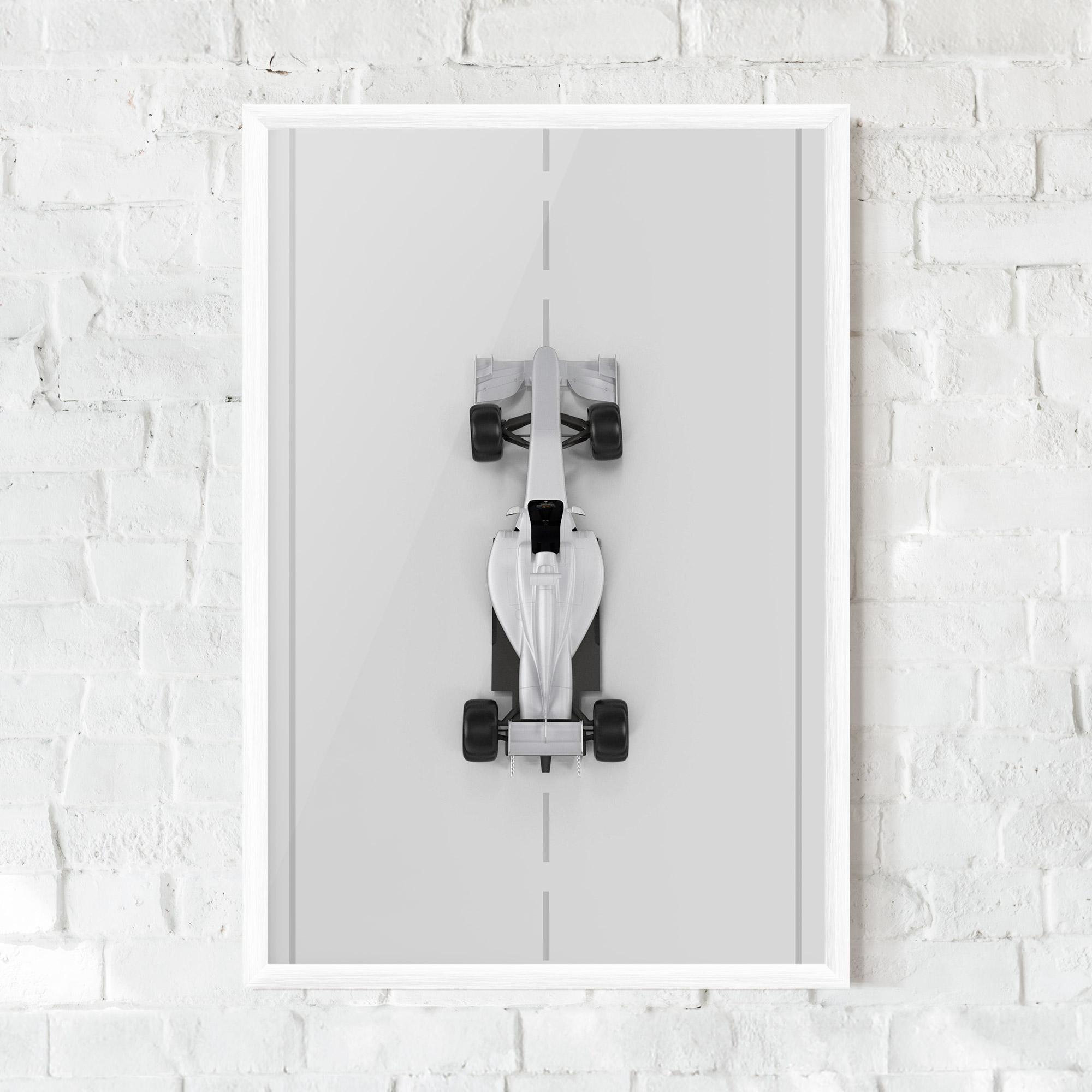 Poster Înrămat White Formula 1 mockup 0