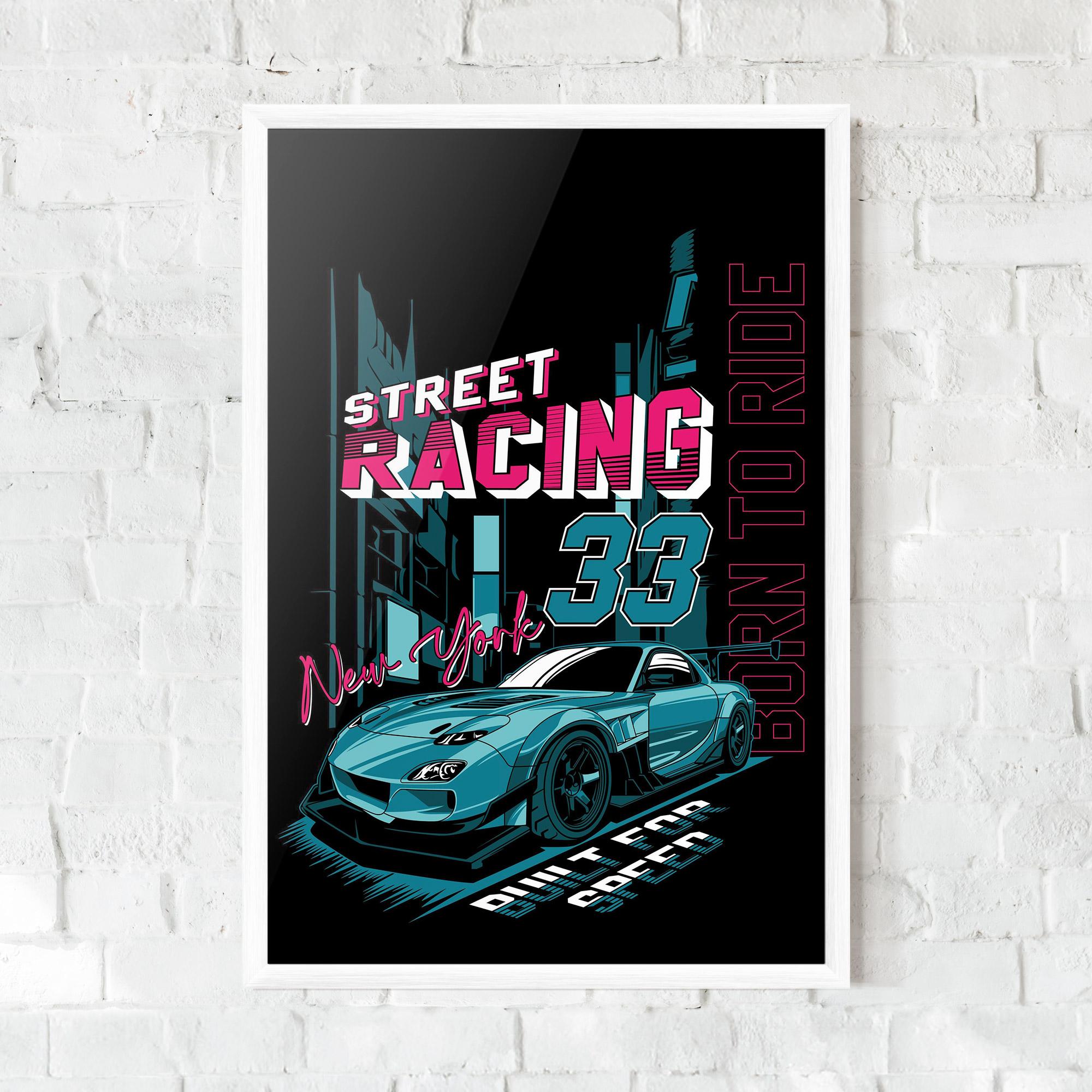 Poster Înrămat Blue Born To Ride mockup 0