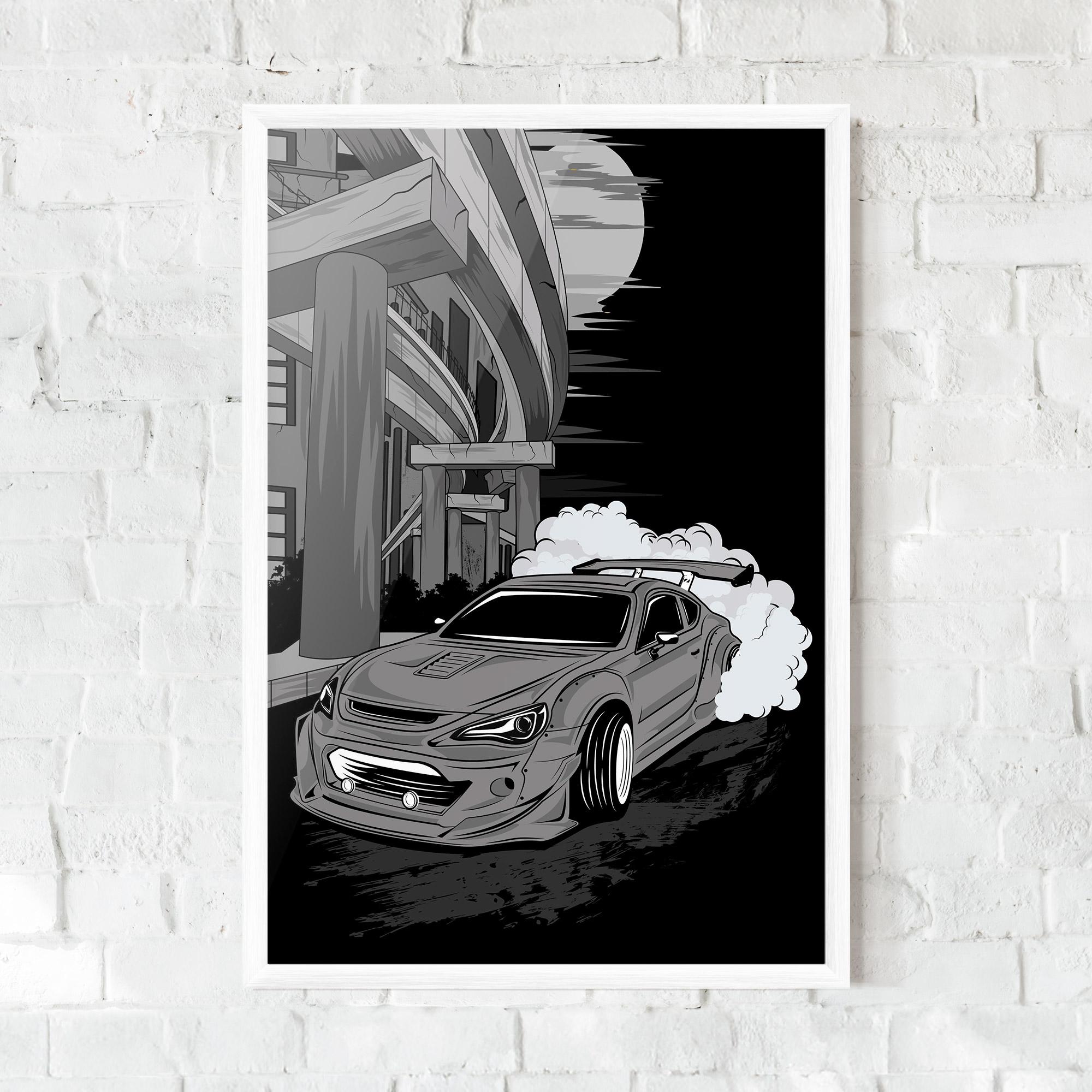 Poster Înrămat Grey Cool Car mockup 0