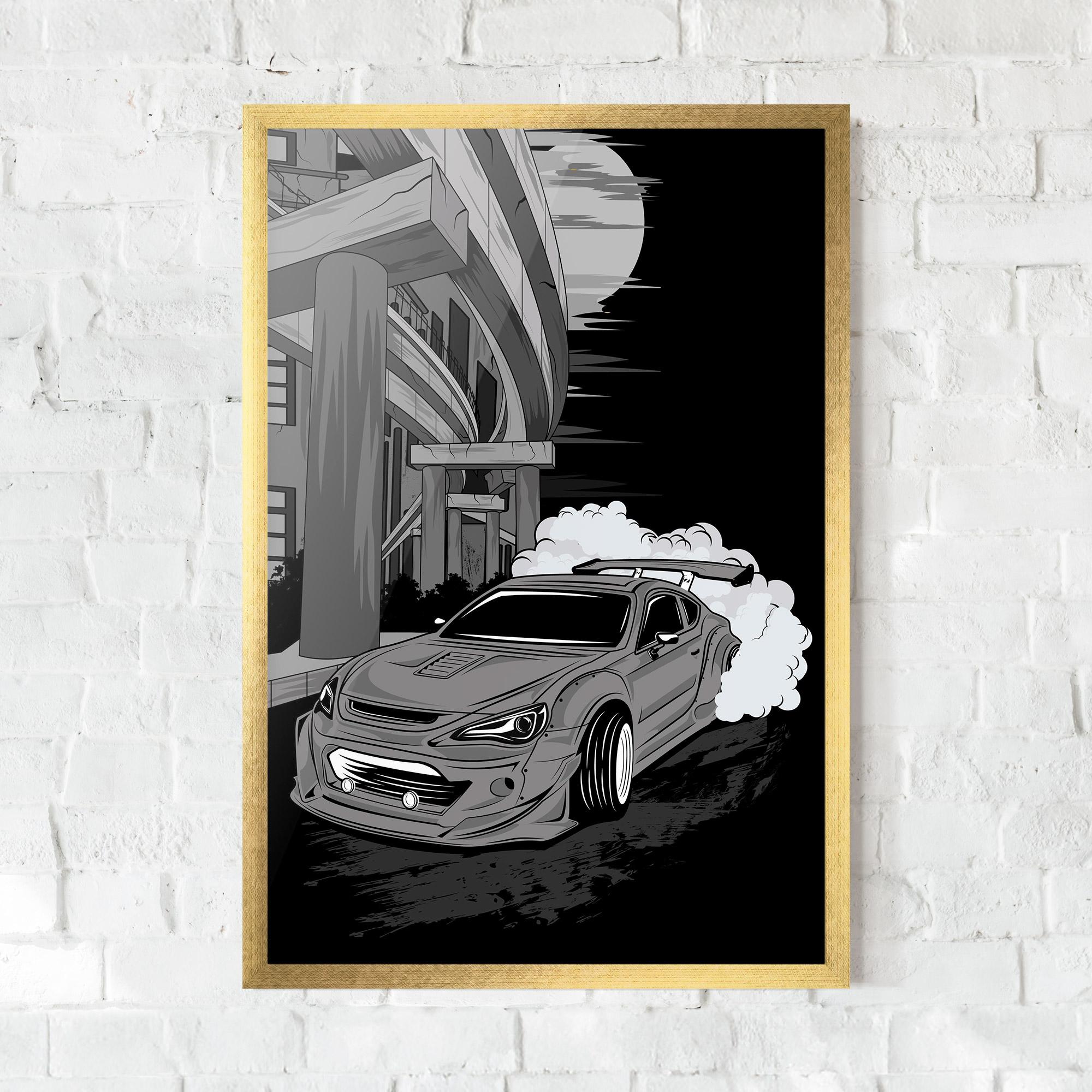 Poster Înrămat Grey Cool Car mockup 0