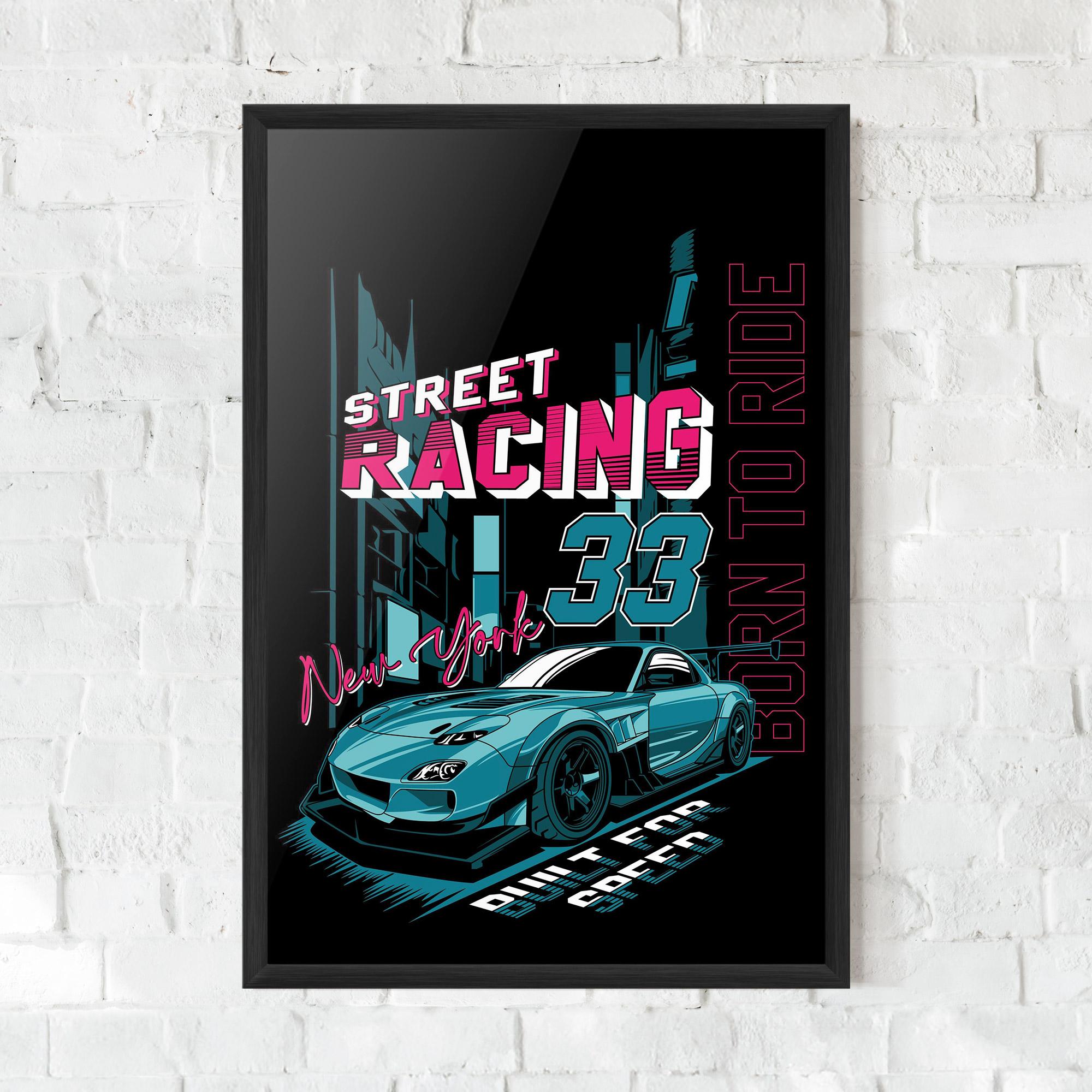 Poster Înrămat Blue Born To Ride mockup 0