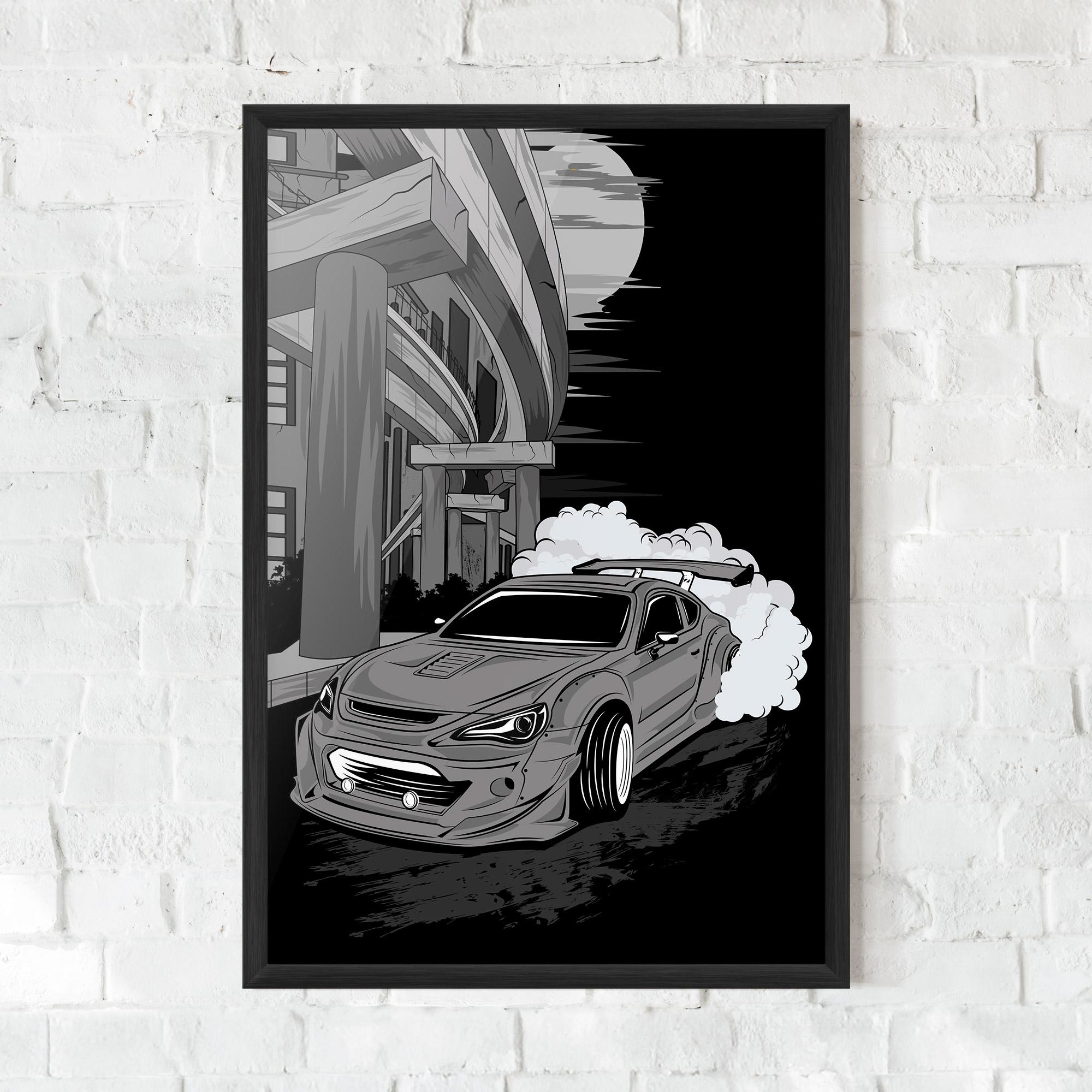 Poster Înrămat Grey Cool Car mockup 0
