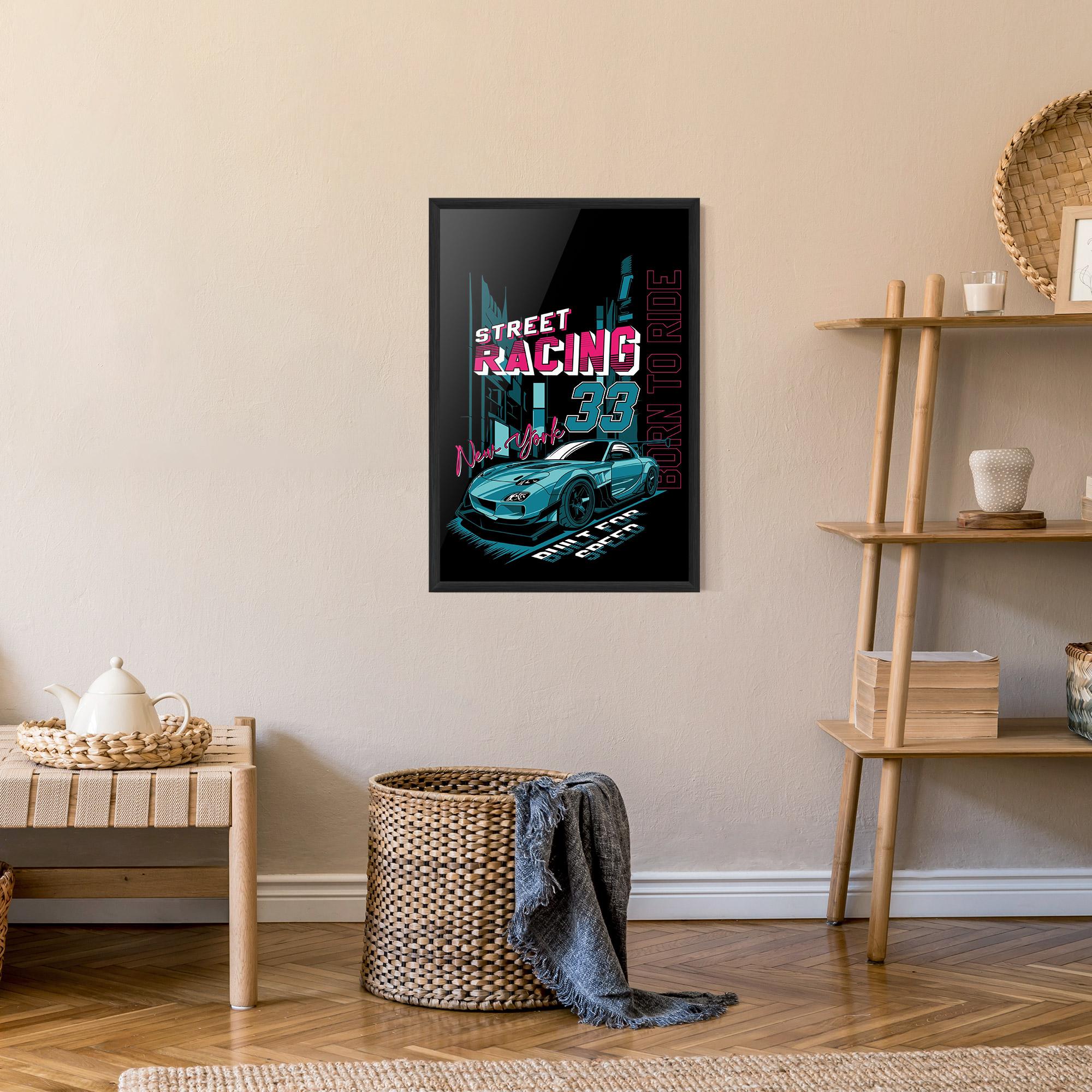 Poster Înrămat Blue Born To Ride mockup 9