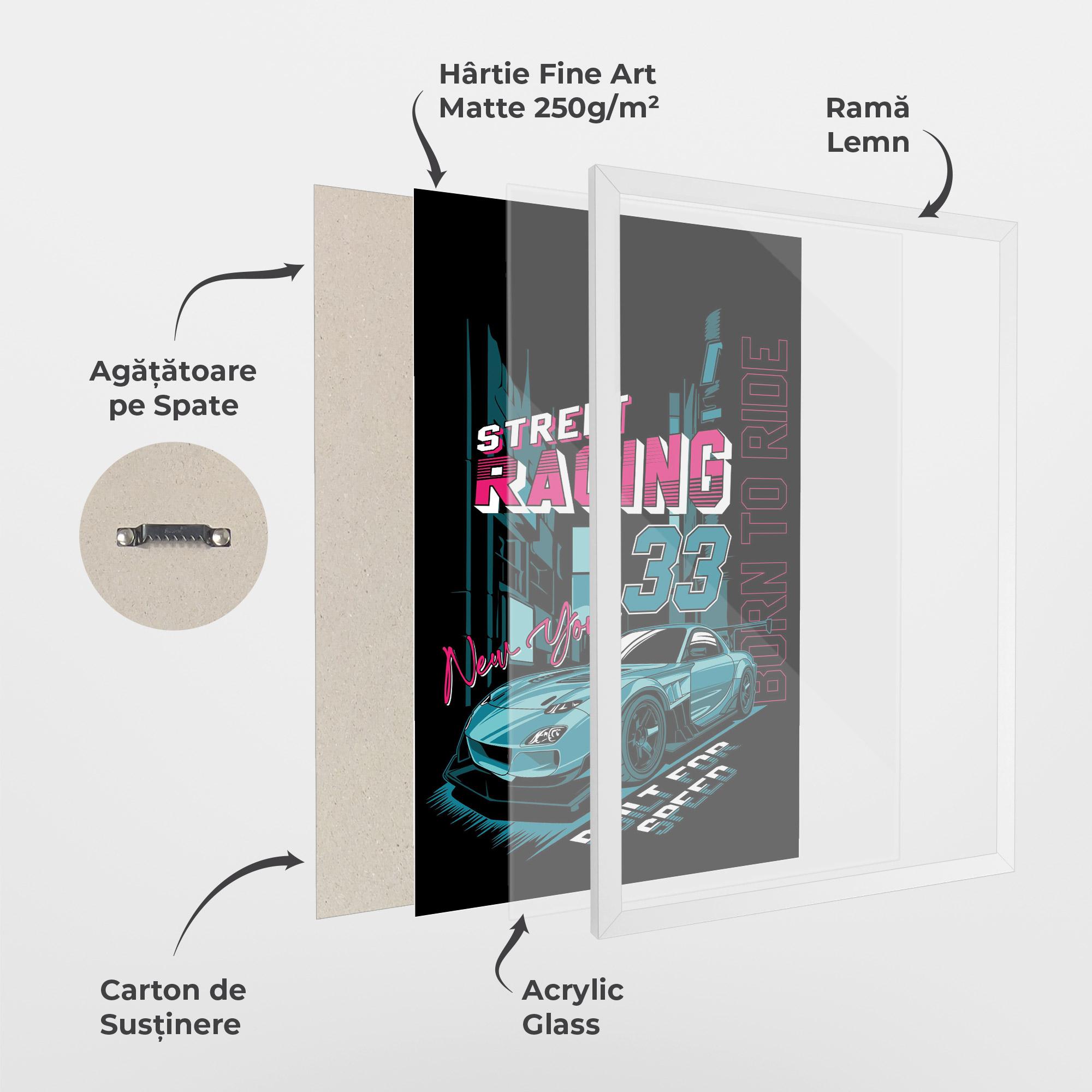 Poster Înrămat Blue Born To Ride mockup 1