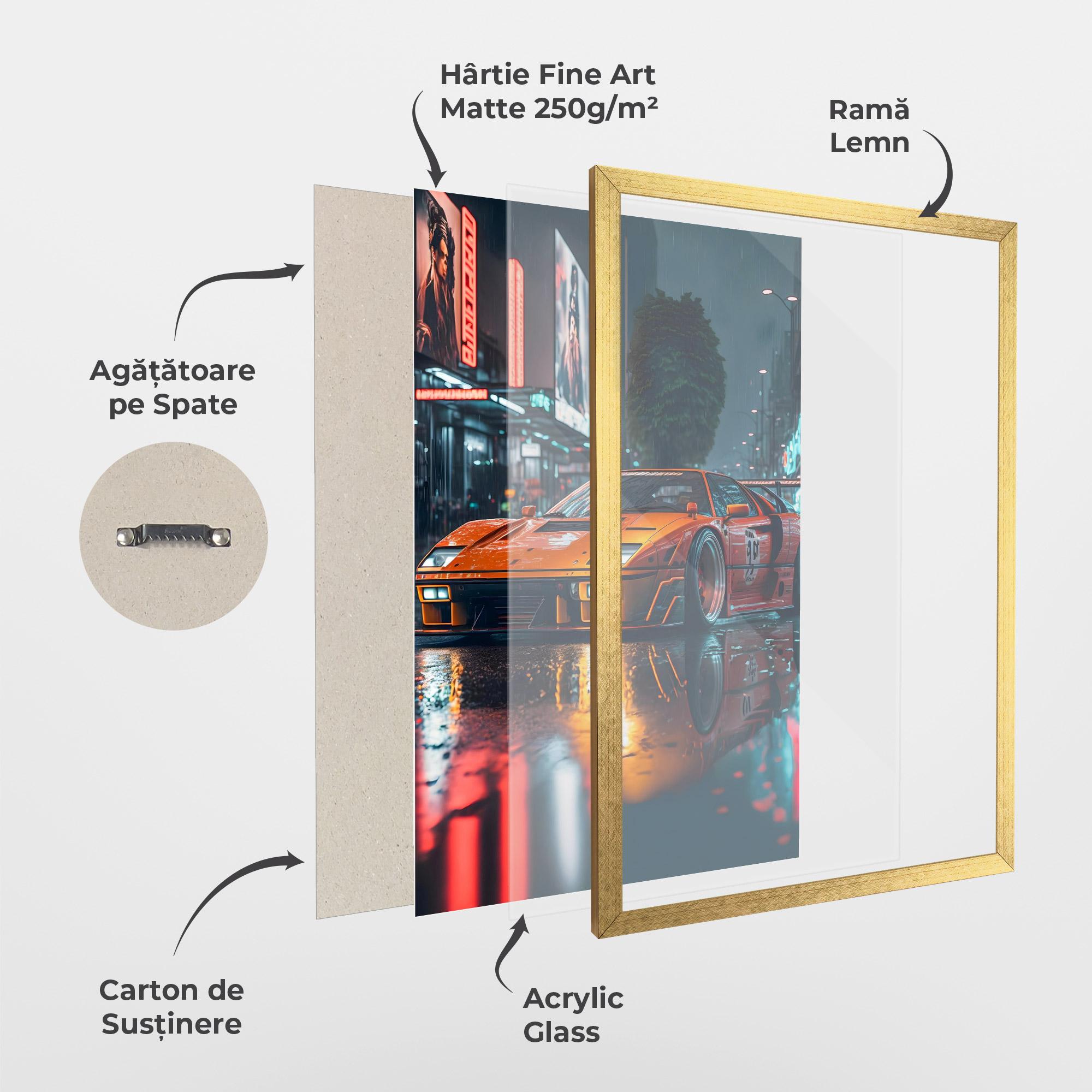 Poster Înrămat Orange Super Car mockup 1